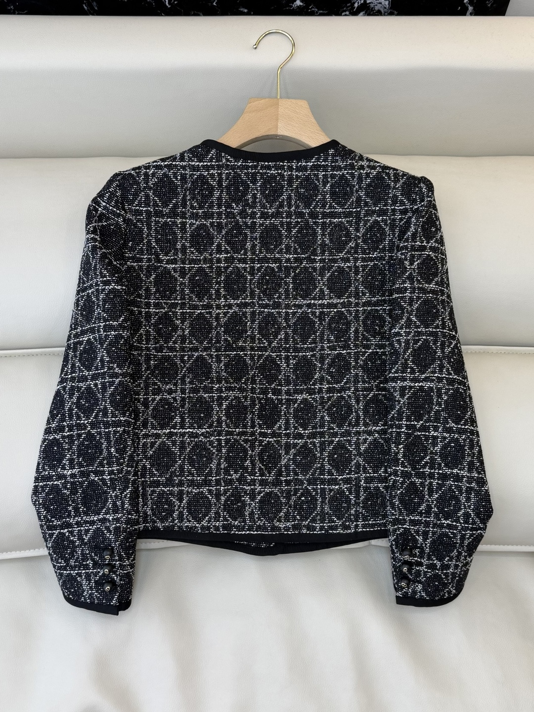 XZ0142#新款外套💕Dior 菱形格 长袖粗花呢外套 粉色 黑色 SMLXL