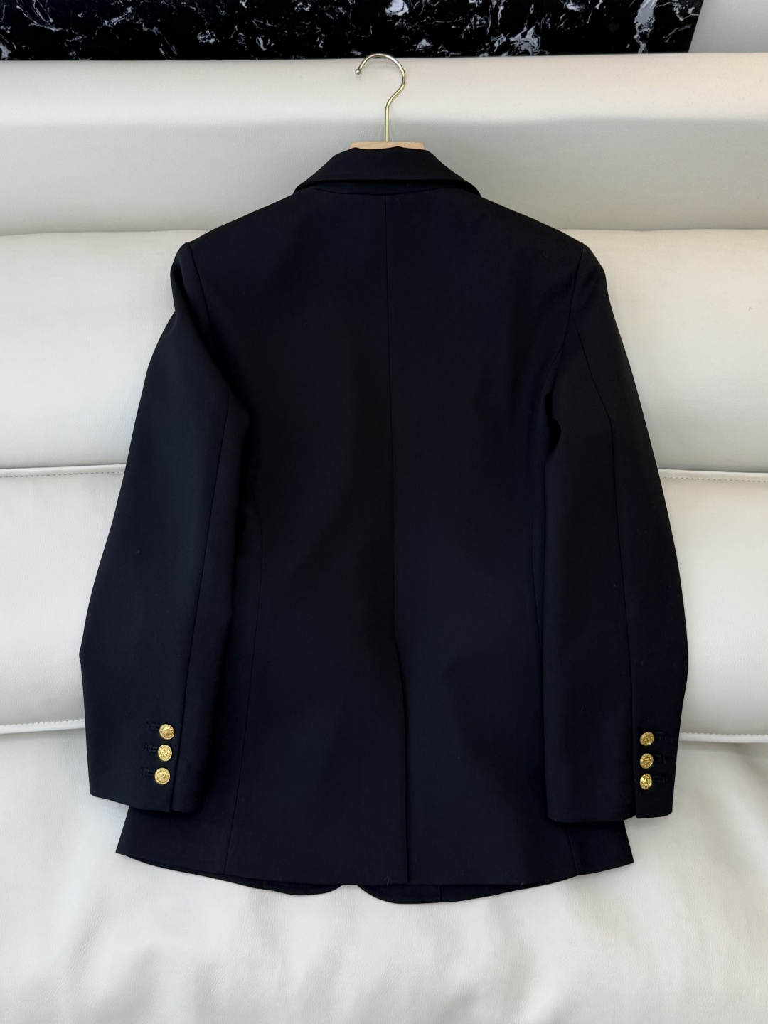 XZ0141#新款外套💕LV 50%羊毛 字母刺绣 长袖西装外套 黑色 蓝色 SMLXL