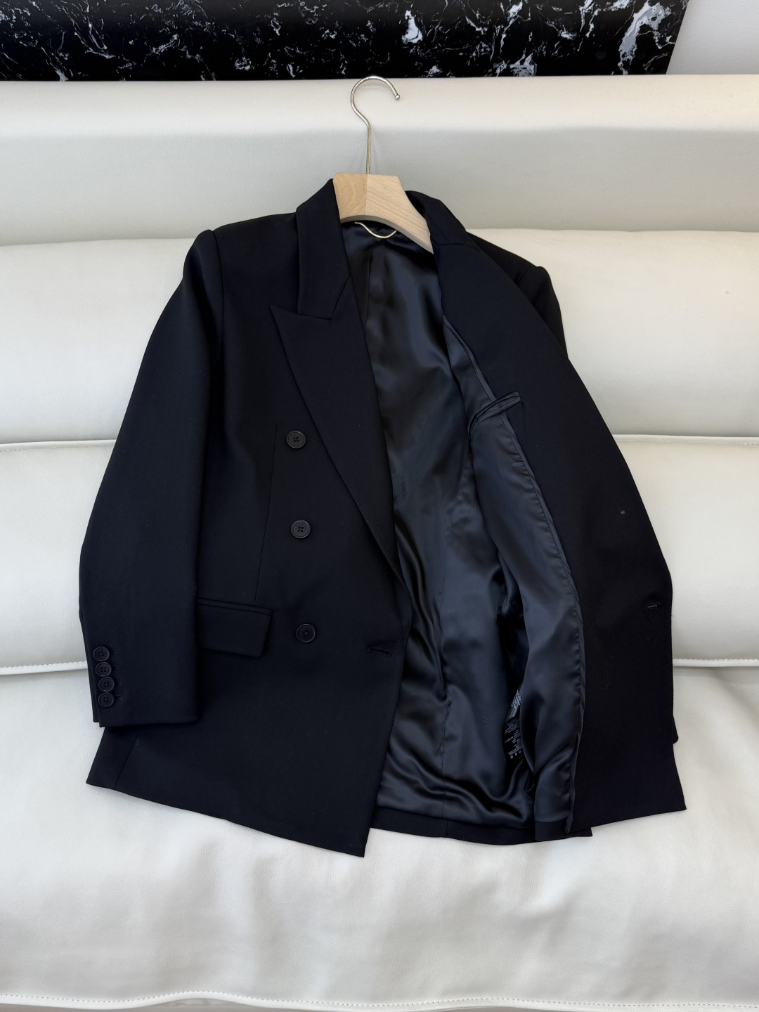 XZ091#新款套装💕YSL 双排扣西装外套➕长裤套装 黑色 SMLXL