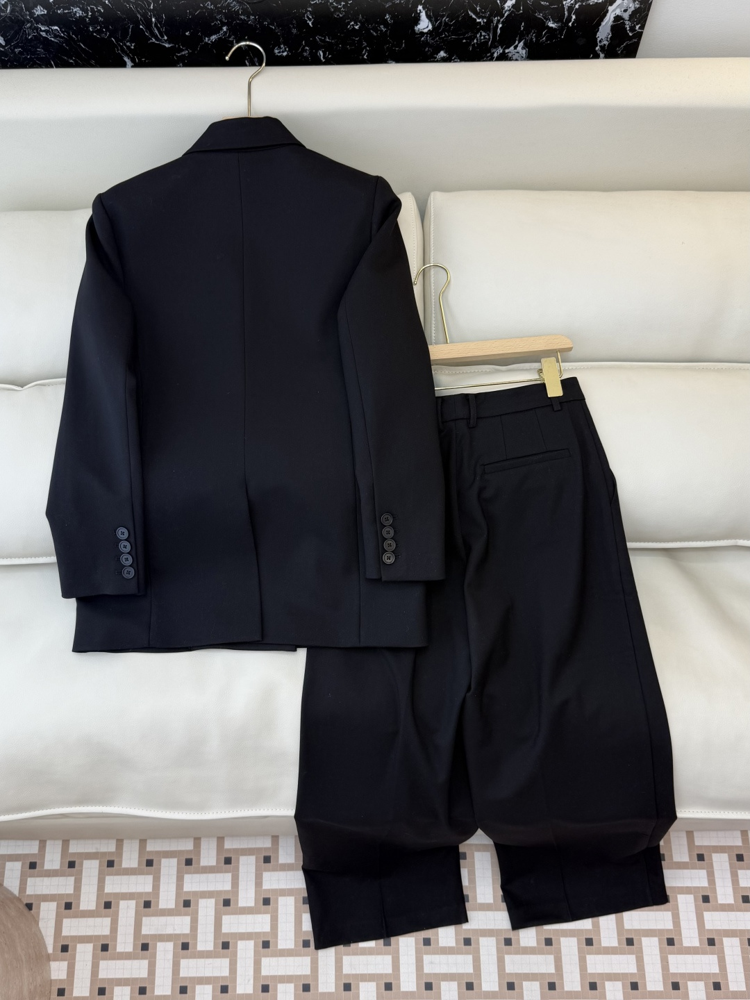 XZ091#新款套装💕YSL 双排扣西装外套➕长裤套装 黑色 SMLXL