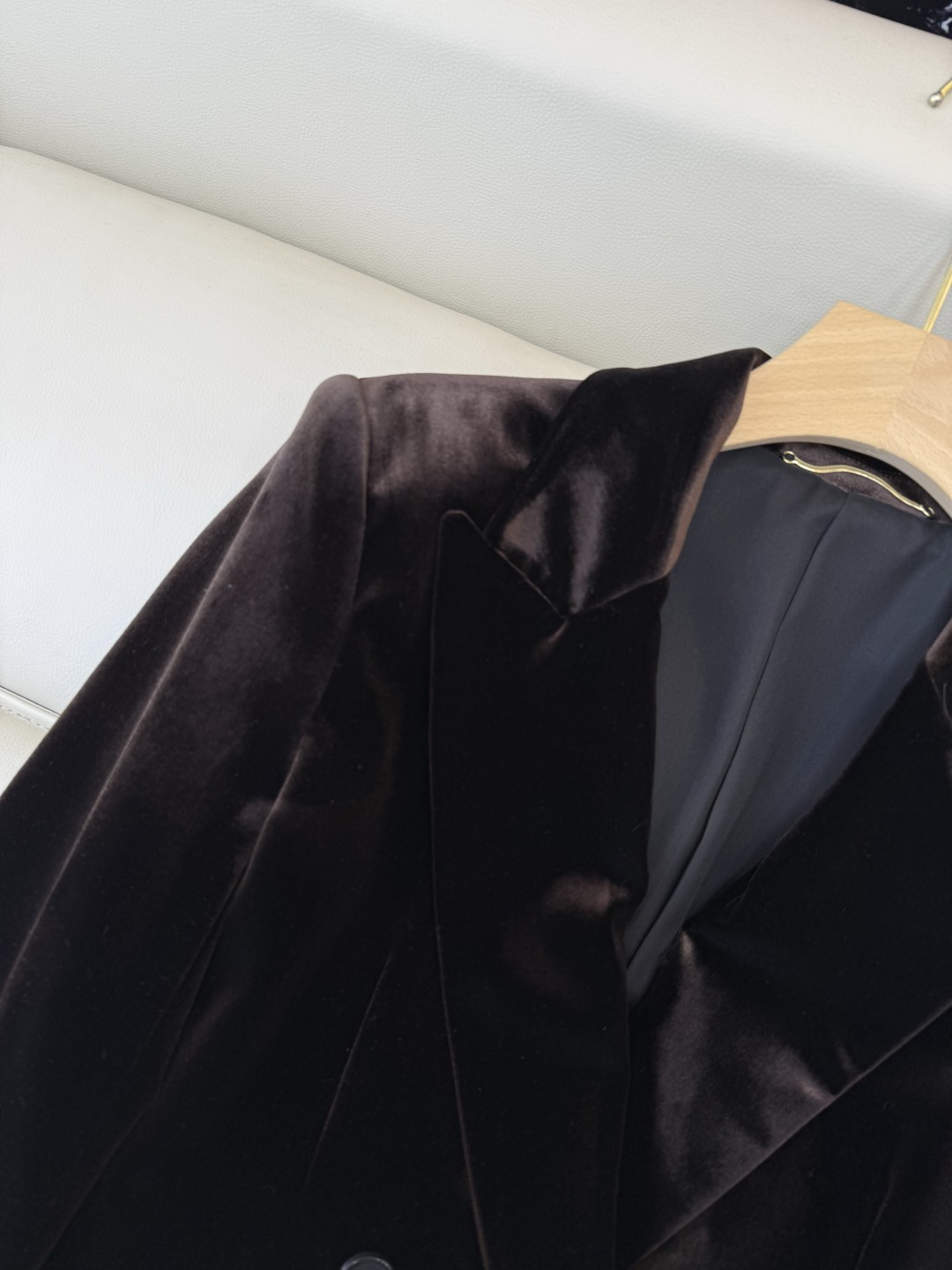 XZ0140#新款外套💕YSL 丝绒双排扣 西装外套 黑色 棕色 SMLXL