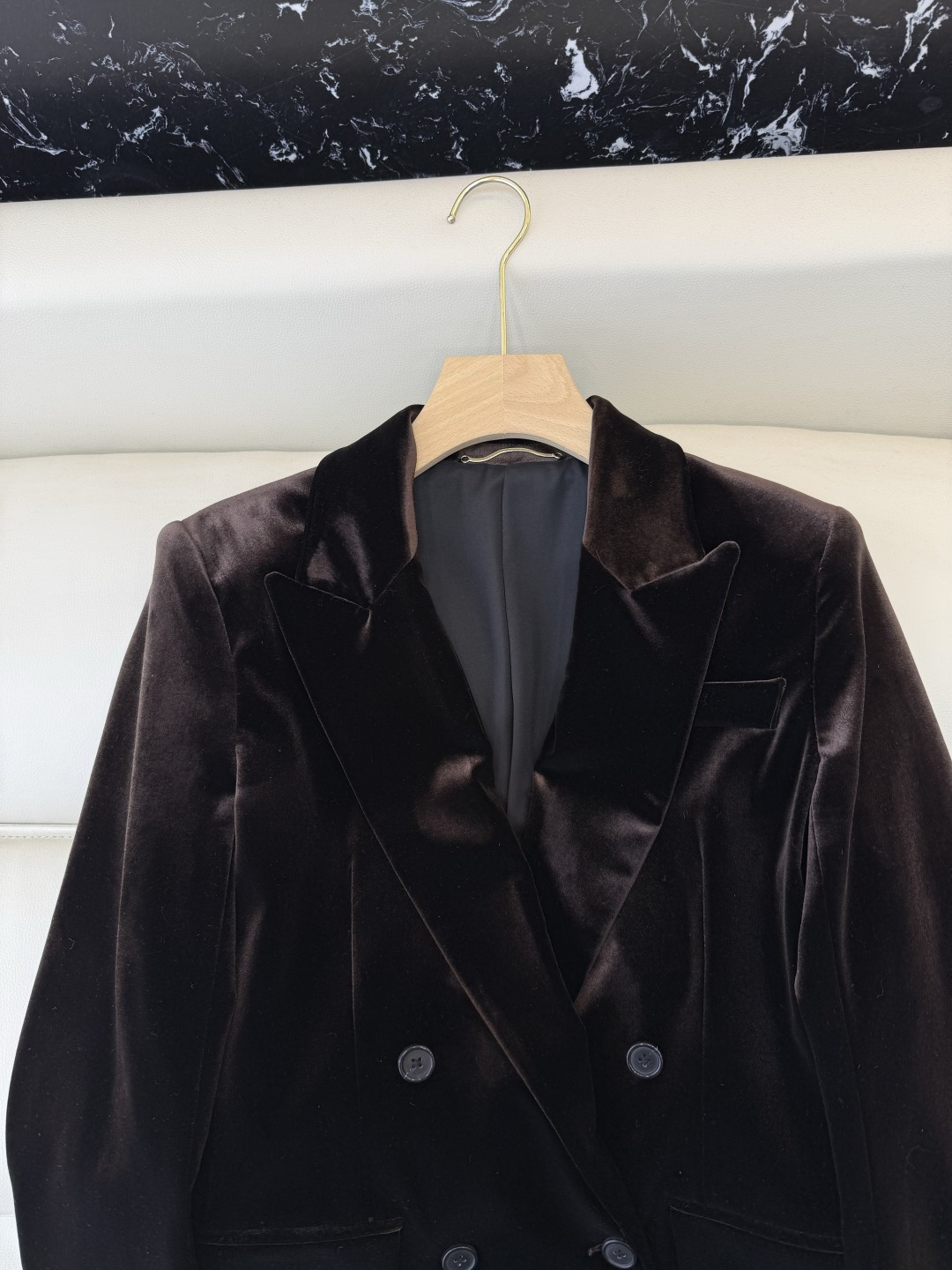 XZ0140#新款外套💕YSL 丝绒双排扣 西装外套 黑色 棕色 SMLXL