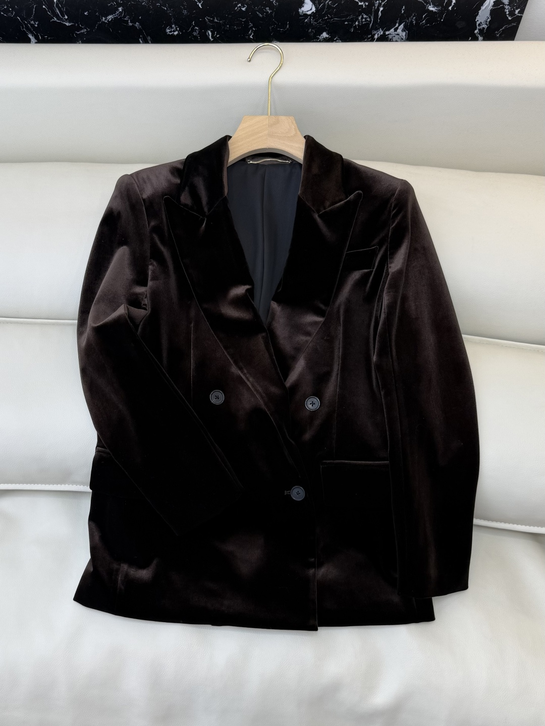XZ0140#新款外套💕YSL 丝绒双排扣 西装外套 黑色 棕色 SMLXL