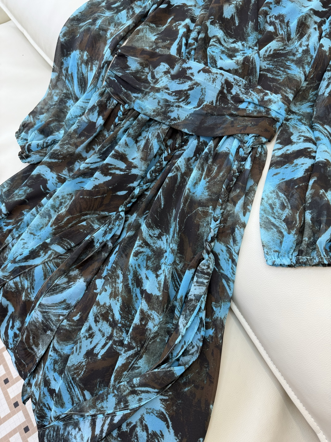 XF053#新款套装💕飘逸印花长袖V领 长裙 连衣裙 SMLXL