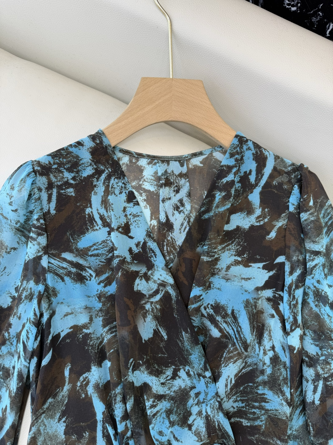 XF053#新款套装💕飘逸印花长袖V领 长裙 连衣裙 SMLXL