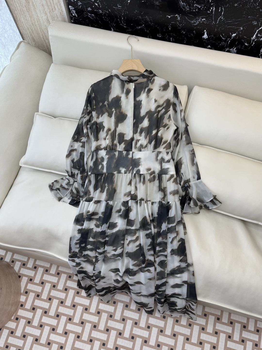 XF054#新款套装💕飘逸印花长袖 长裙 连衣裙 SMLXL