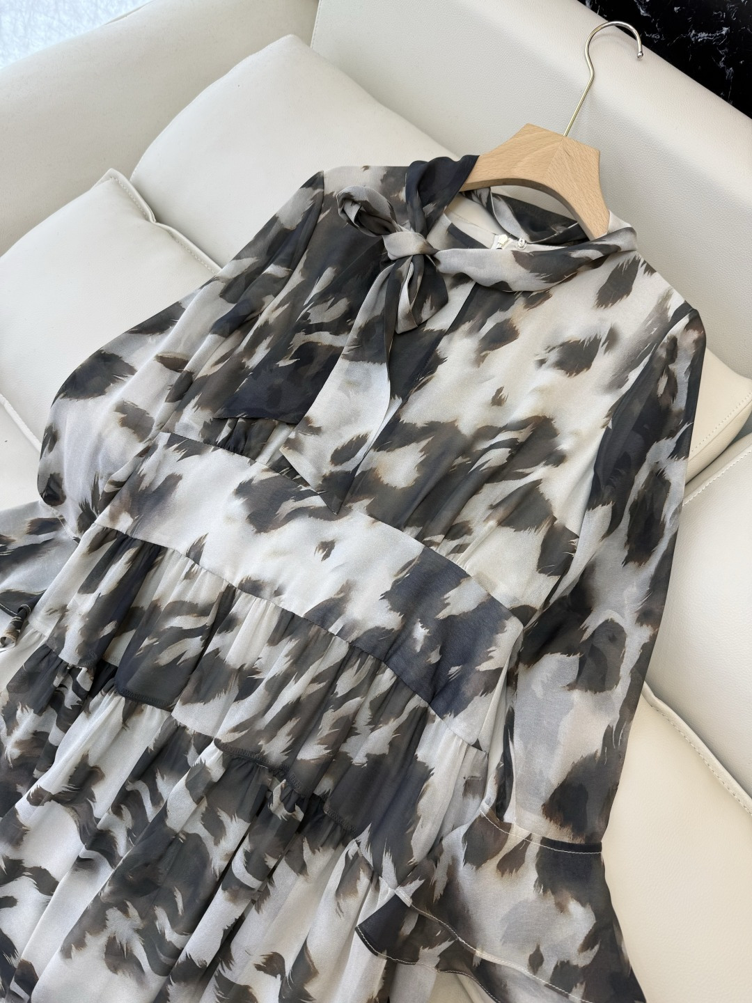 XF054#新款套装💕飘逸印花长袖 长裙 连衣裙 SMLXL