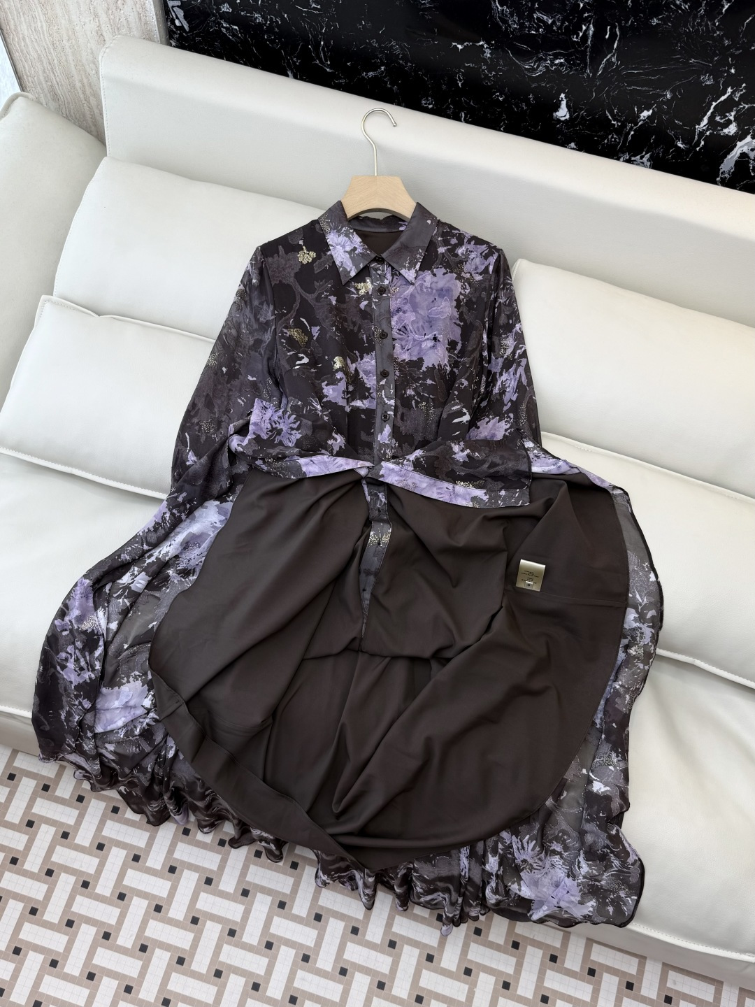 XF057#新款套装💕飘逸印花长袖 长裙 连衣裙 SMLXL