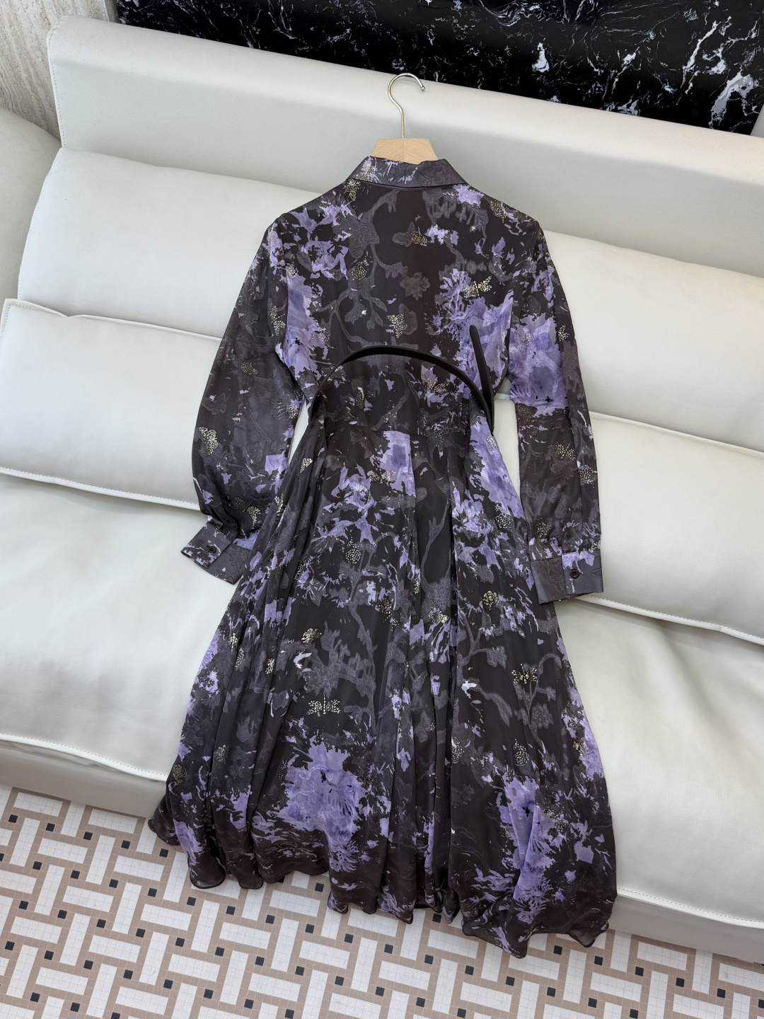 XF057#新款套装💕飘逸印花长袖 长裙 连衣裙 SMLXL