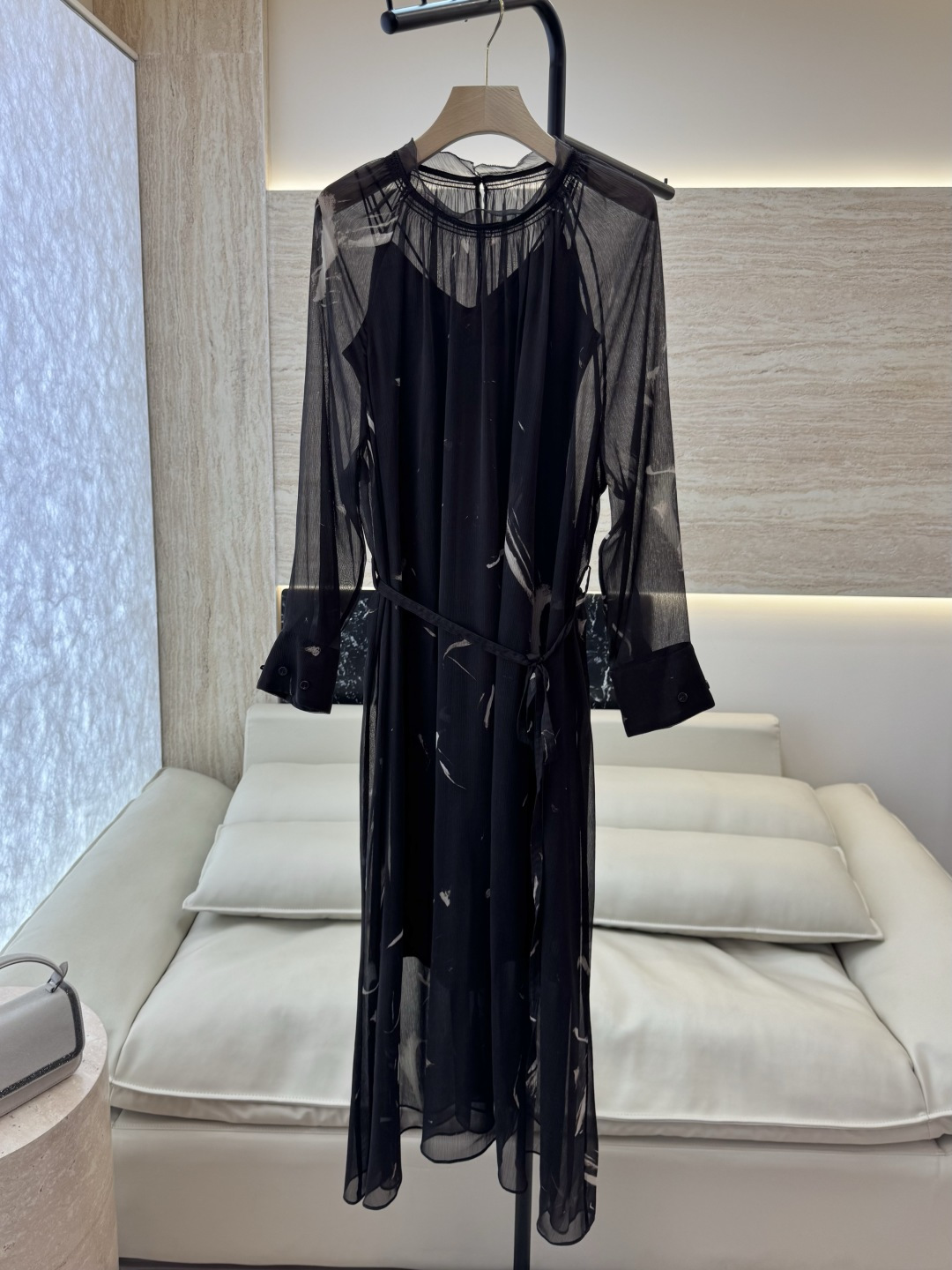 XF058#新款连衣裙💕两件套 雪纺纱印花配腰带 连衣裙 SMLXLXXL