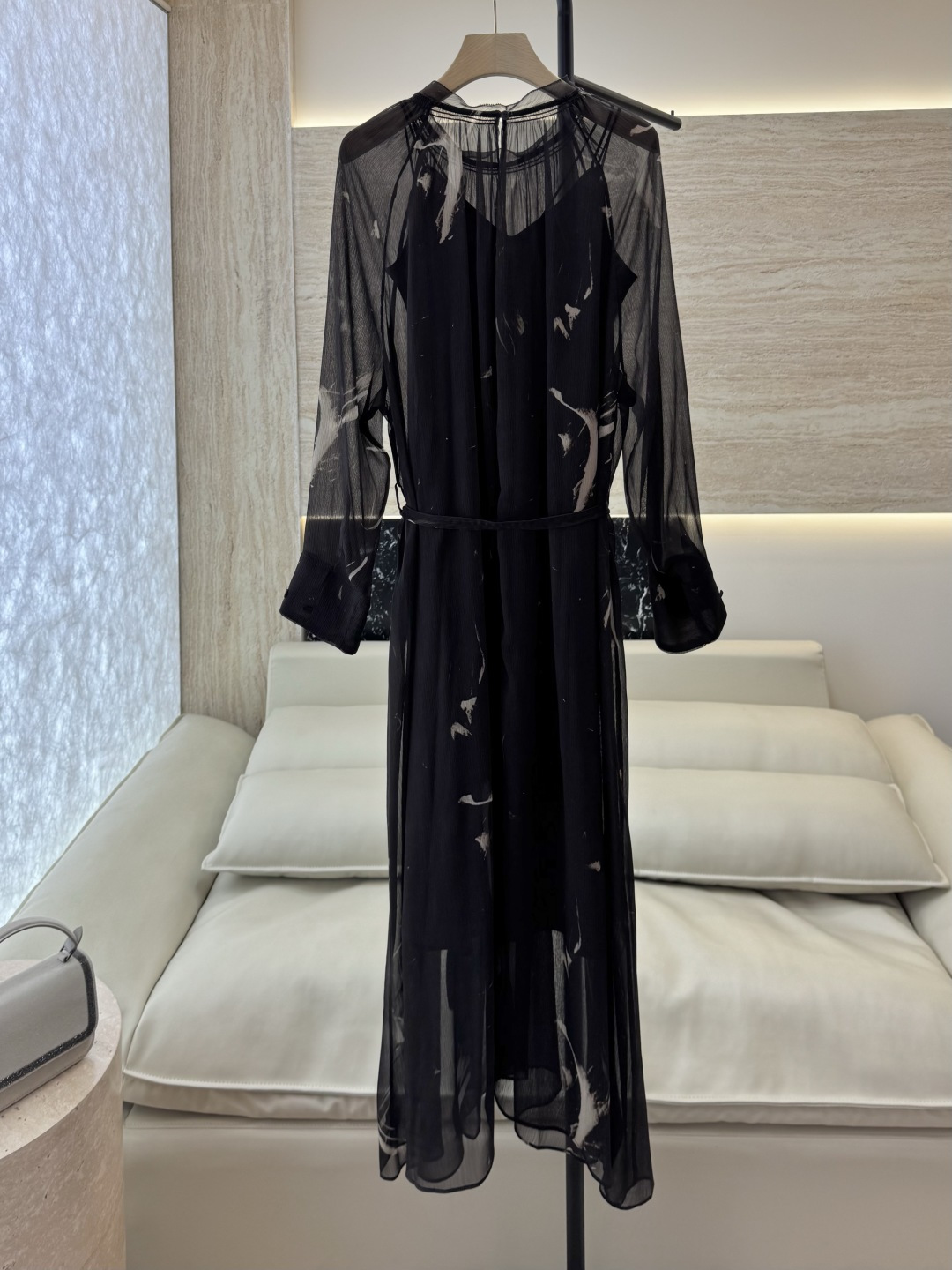 XF058#新款连衣裙💕两件套 雪纺纱印花配腰带 连衣裙 SMLXLXXL