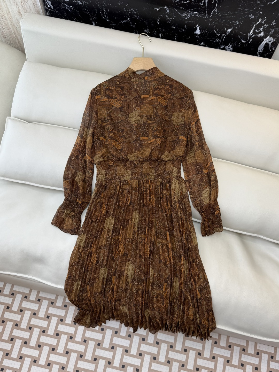 XF060#新款连衣裙💕飘逸印花长袖 长裙 连衣裙 SMLXL