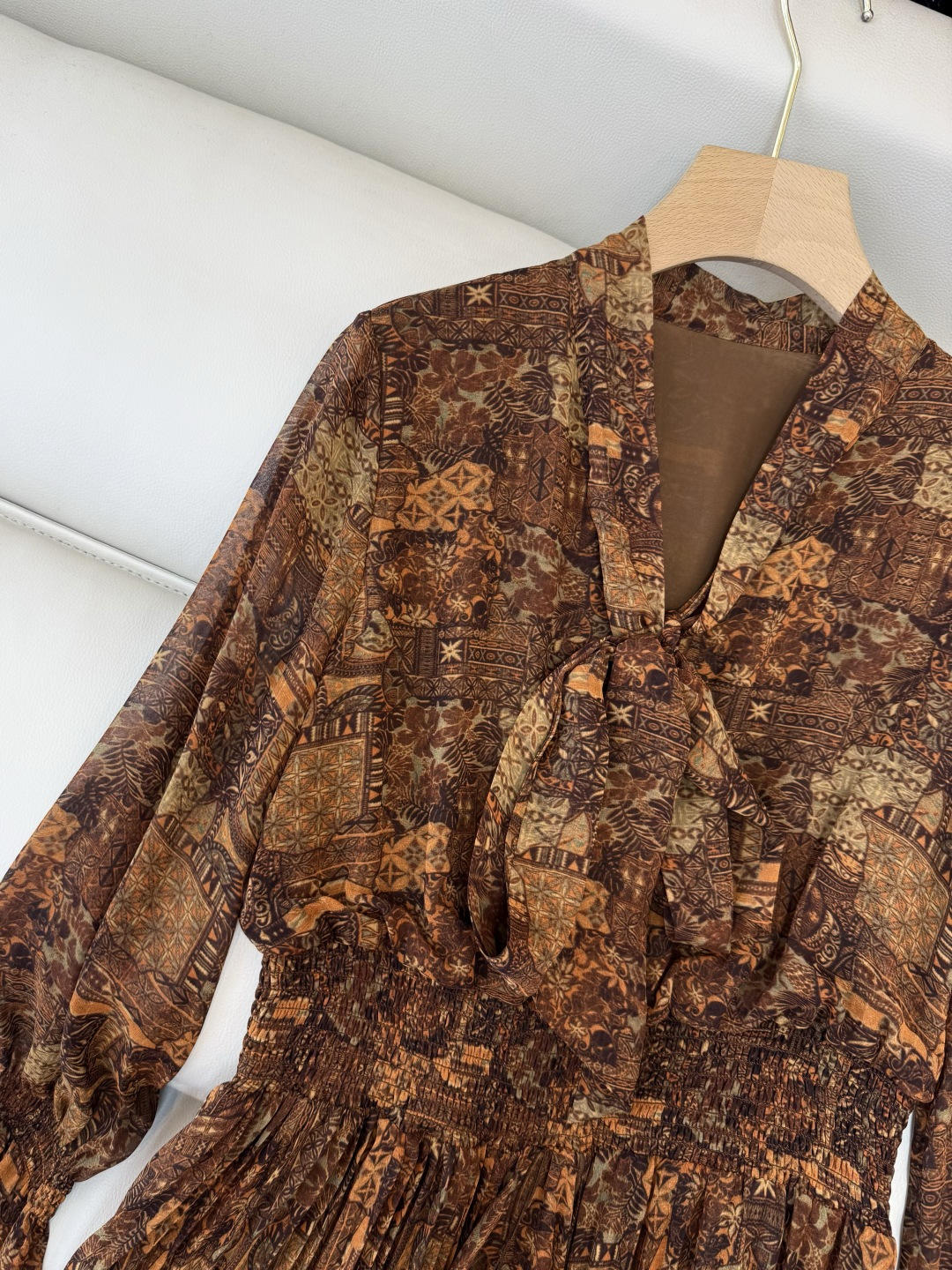 XF060#新款连衣裙💕飘逸印花长袖 长裙 连衣裙 SMLXL