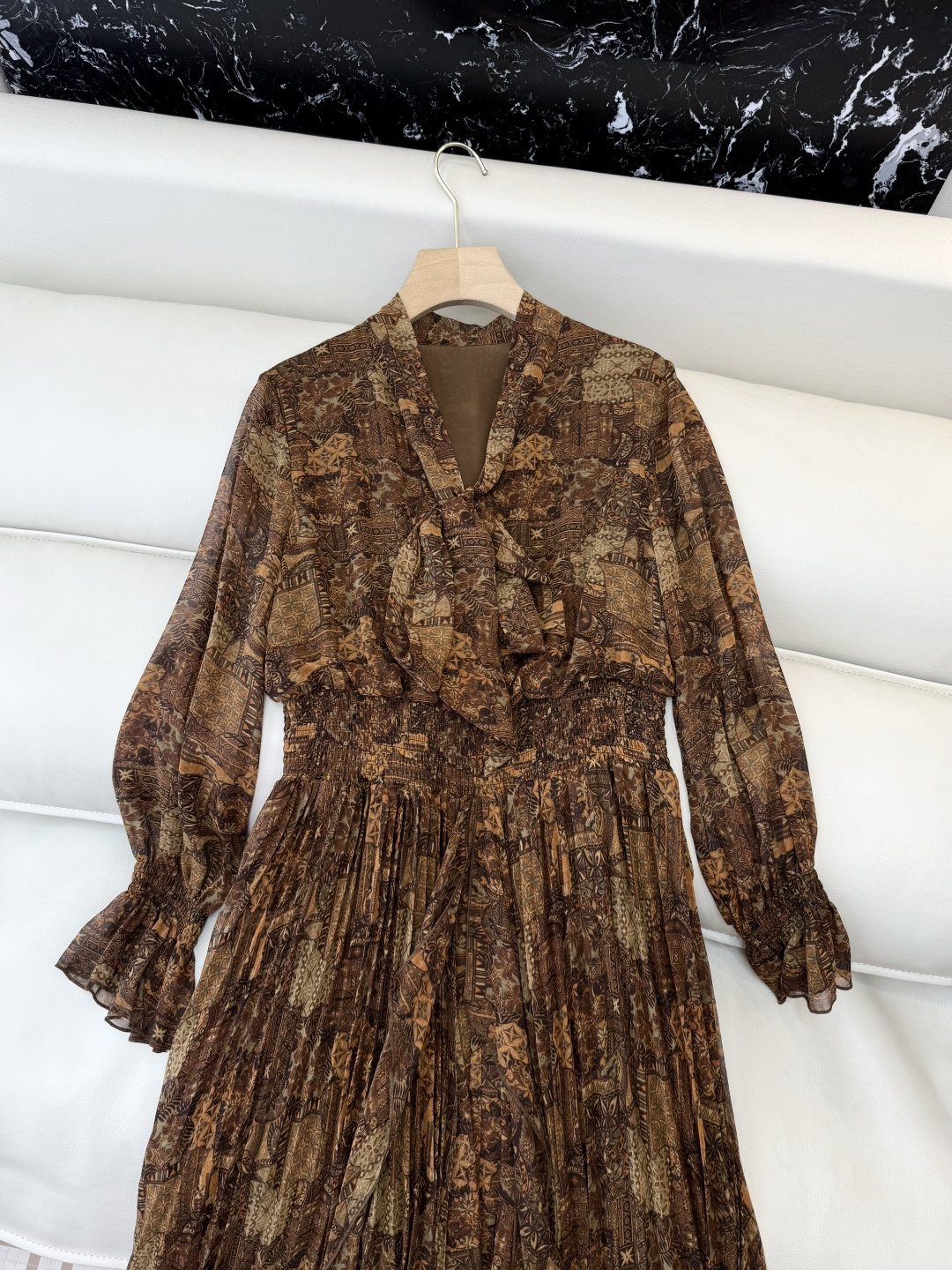 XF060#新款连衣裙💕飘逸印花长袖 长裙 连衣裙 SMLXL