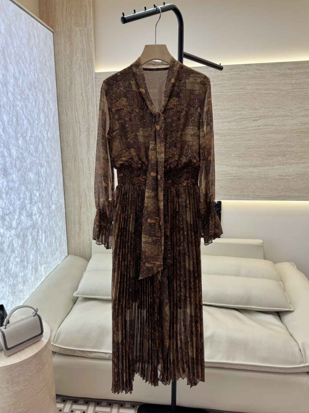 XF060#新款连衣裙💕飘逸印花长袖 长裙 连衣裙 SMLXL