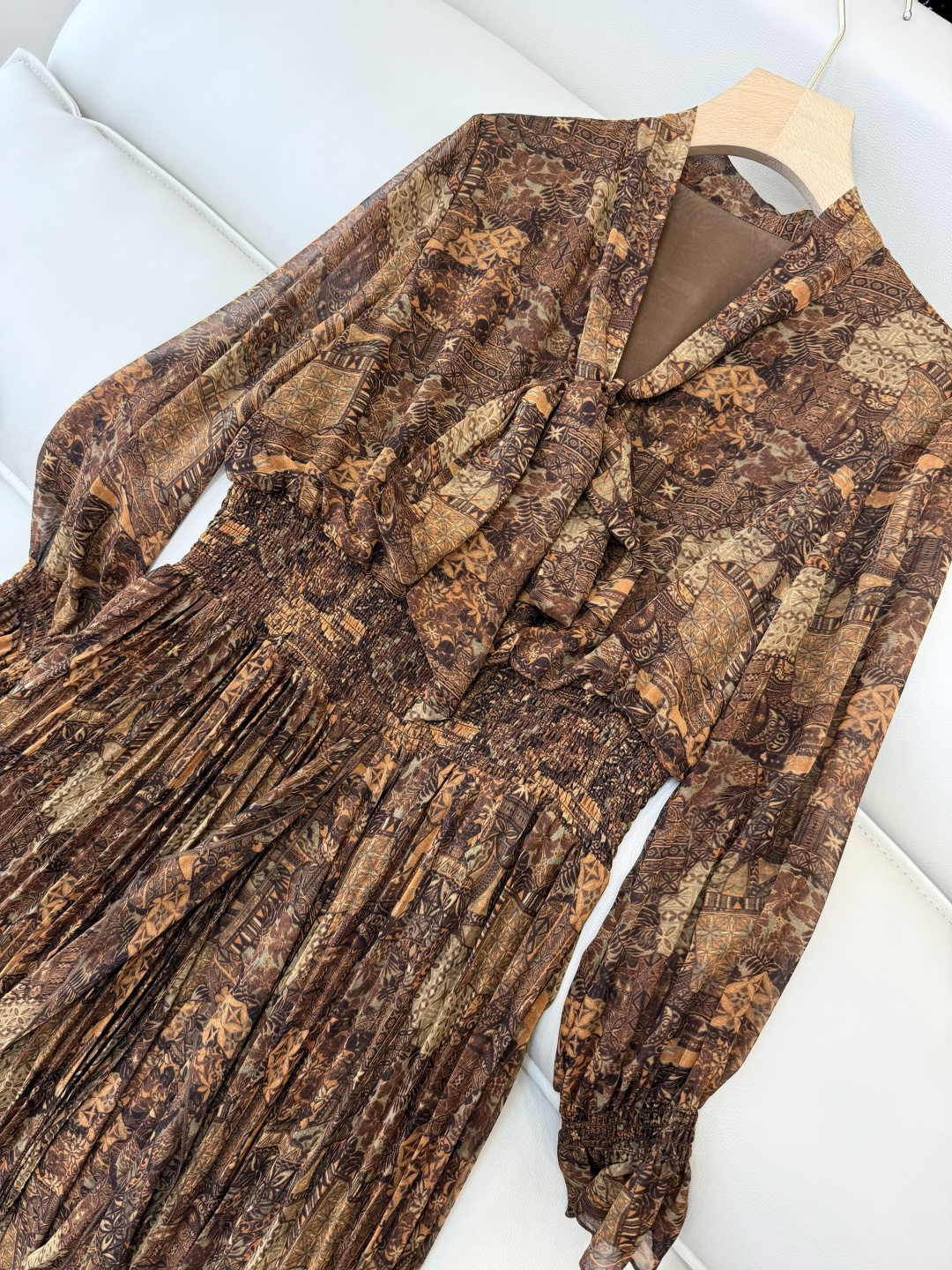 XF060#新款连衣裙💕飘逸印花长袖 长裙 连衣裙 SMLXL