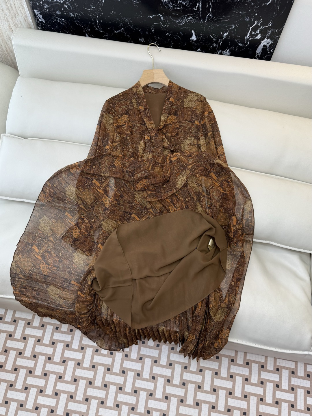 XF060#新款连衣裙💕飘逸印花长袖 长裙 连衣裙 SMLXL