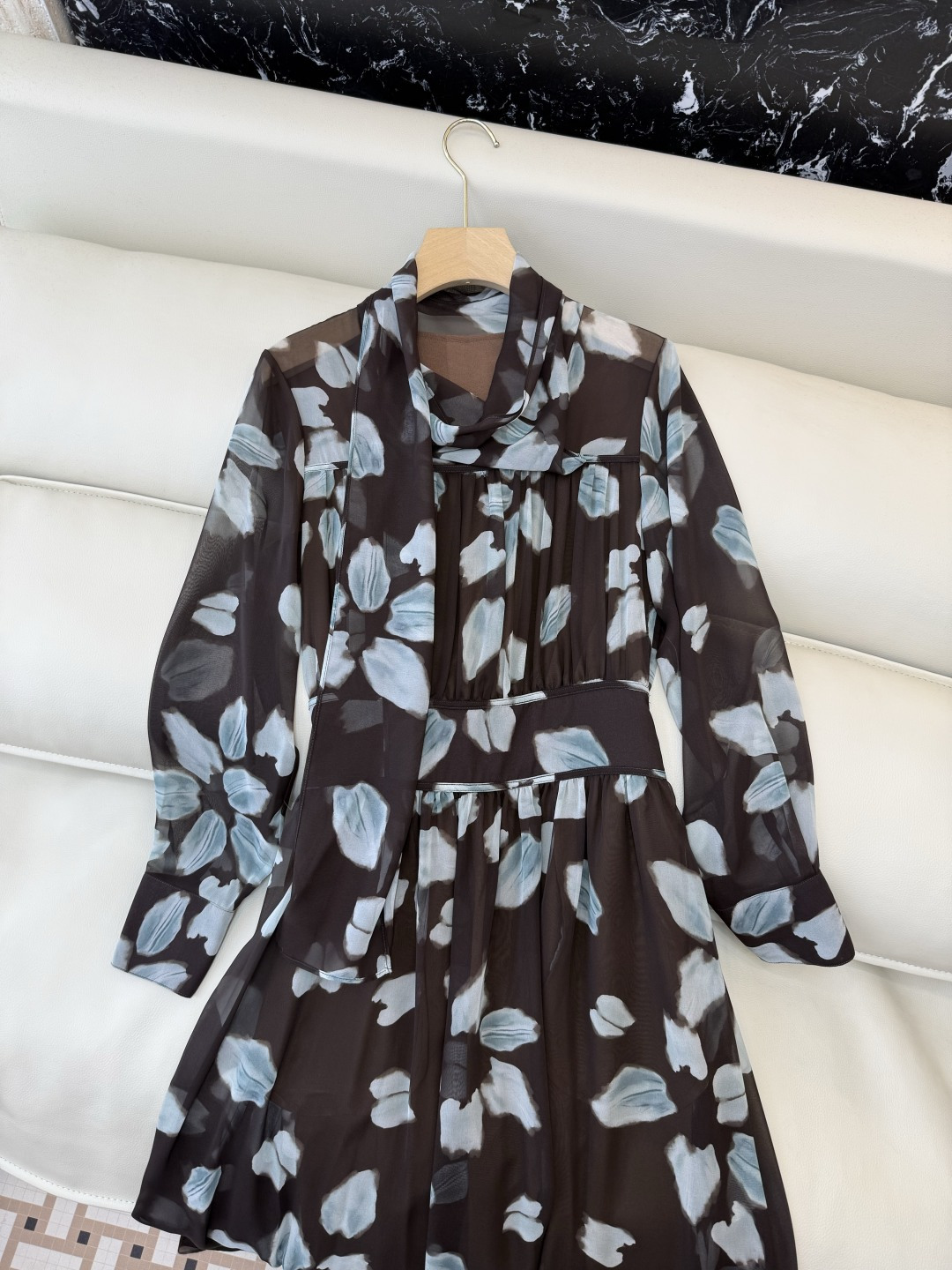 XF061#新款连衣裙💕飘逸印花长袖 长裙 连衣裙 SMLXL