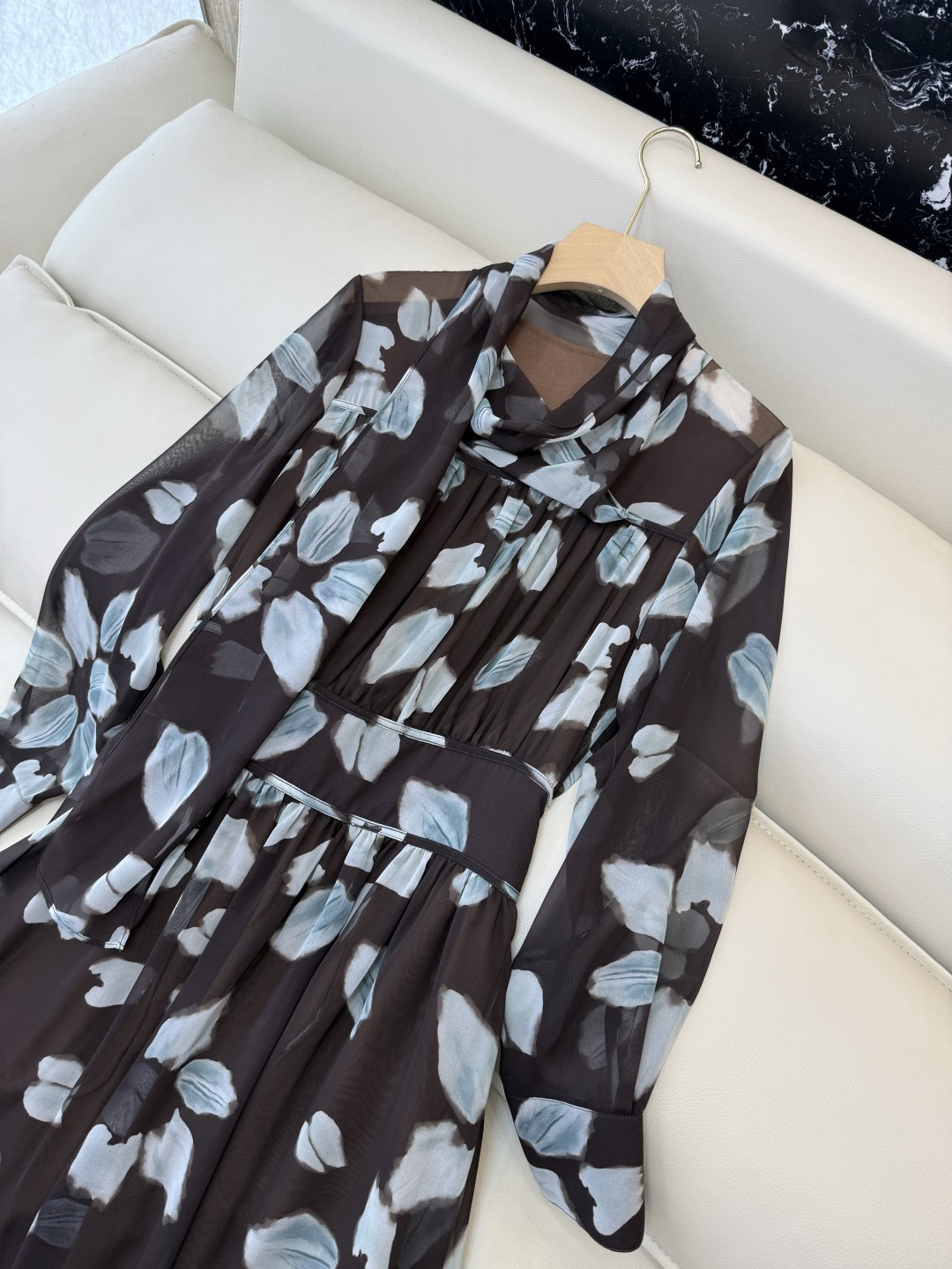 XF061#新款连衣裙💕飘逸印花长袖 长裙 连衣裙 SMLXL