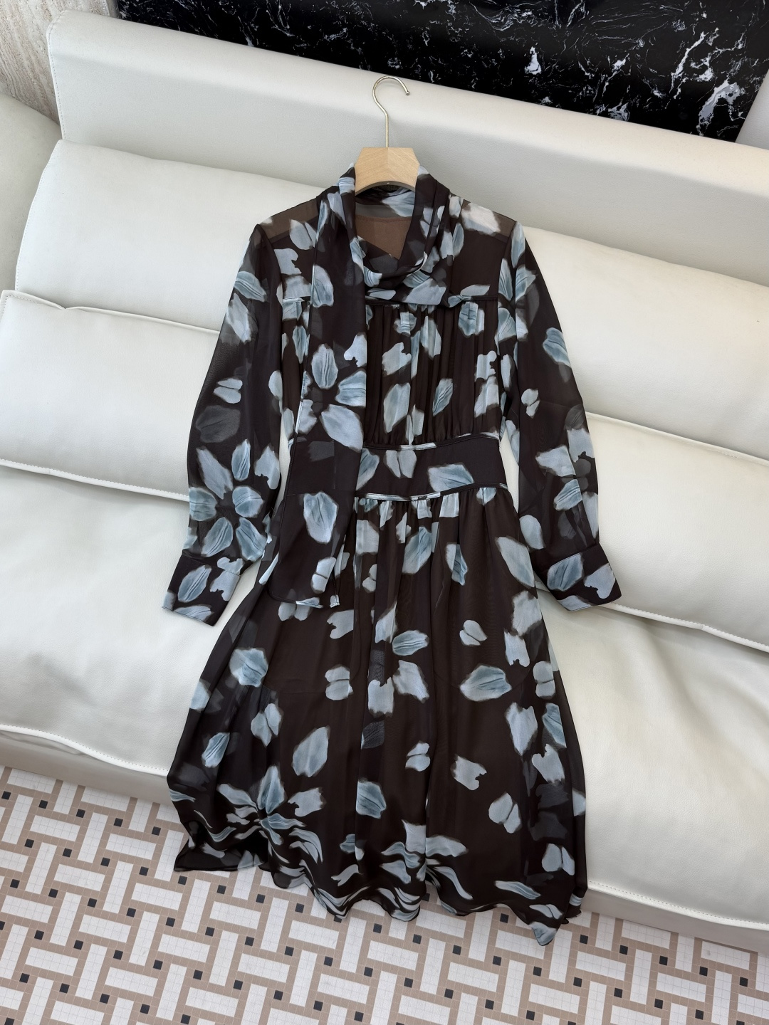 XF061#新款连衣裙💕飘逸印花长袖 长裙 连衣裙 SMLXL