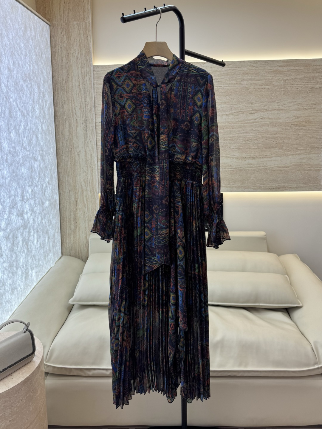 XF060#新款连衣裙💕飘逸印花长袖 长裙 连衣裙 SMLXL