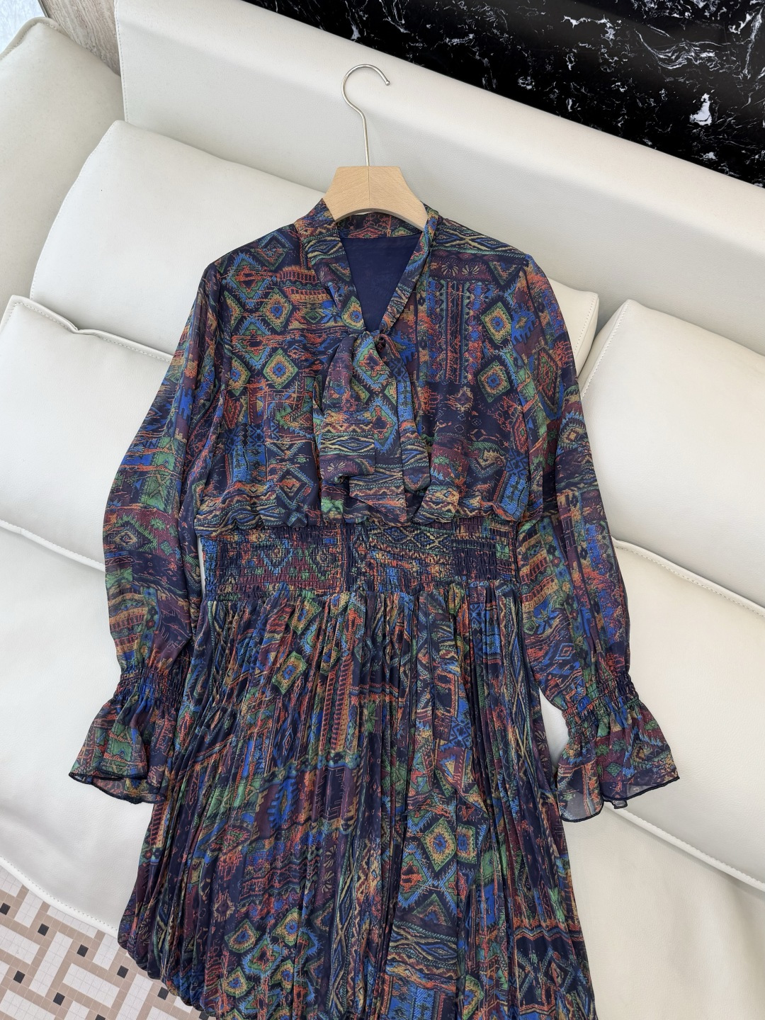 XF060#新款连衣裙💕飘逸印花长袖 长裙 连衣裙 SMLXL