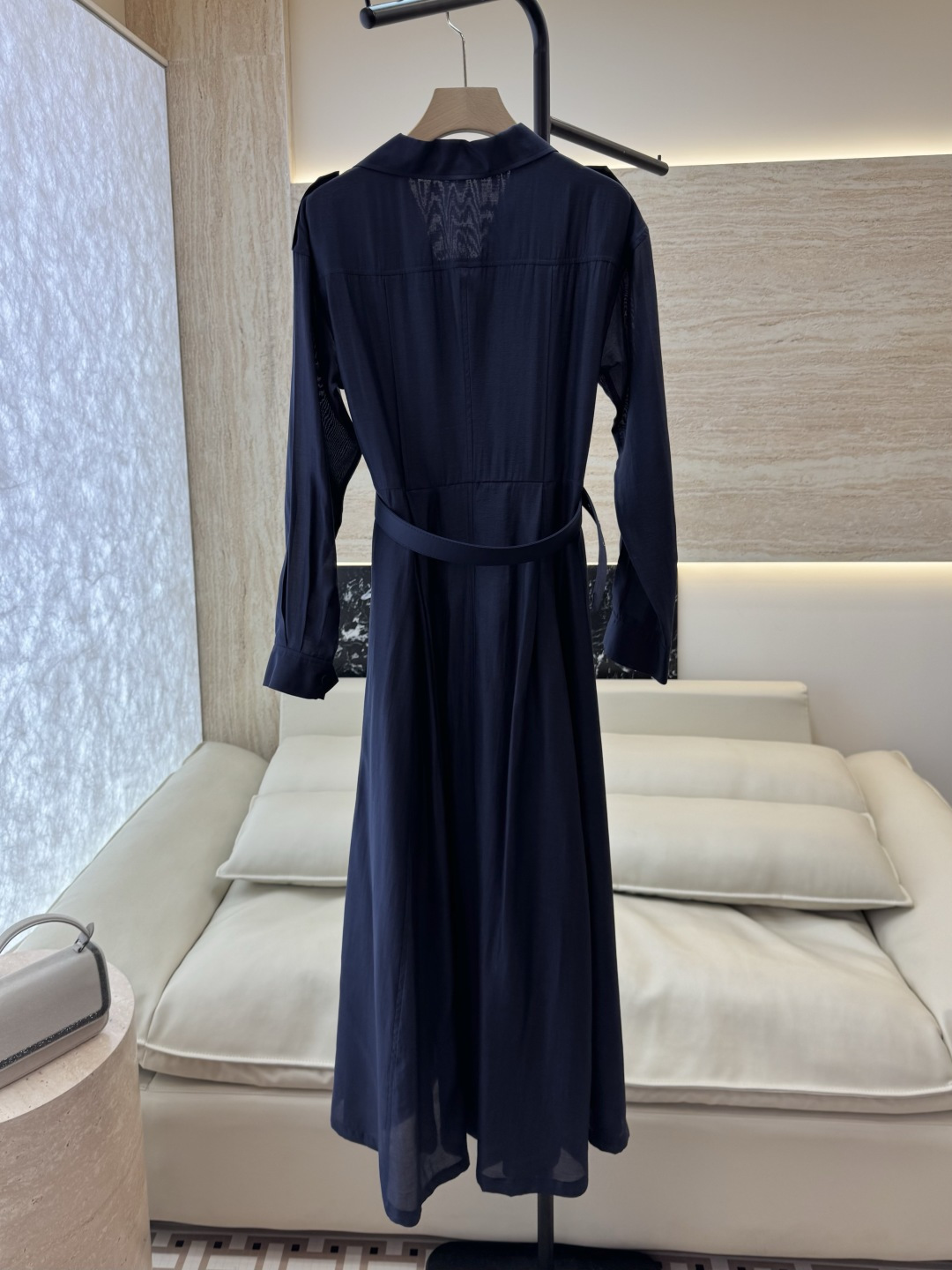 XF063#新款连衣裙💕飘逸衬衫领 长袖 长裙 连衣裙 蓝色 灰色 酒红色 SMLXL