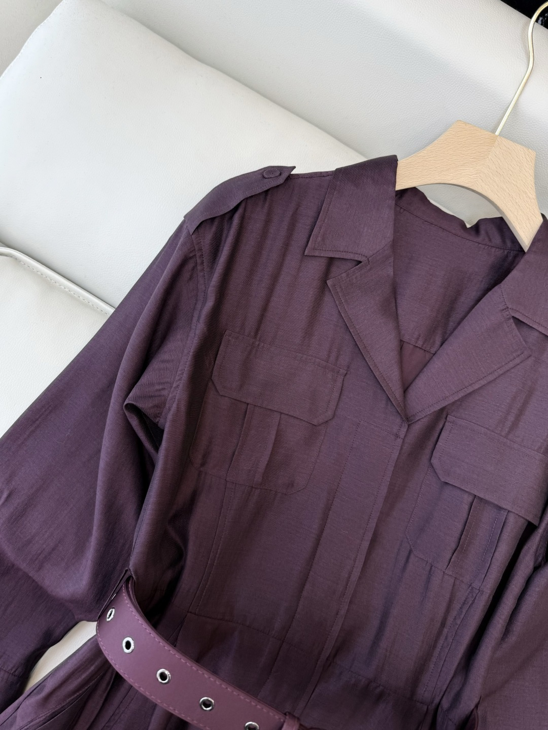 XF063#新款连衣裙💕飘逸衬衫领 长袖 长裙 连衣裙 蓝色 灰色 酒红色 SMLXL