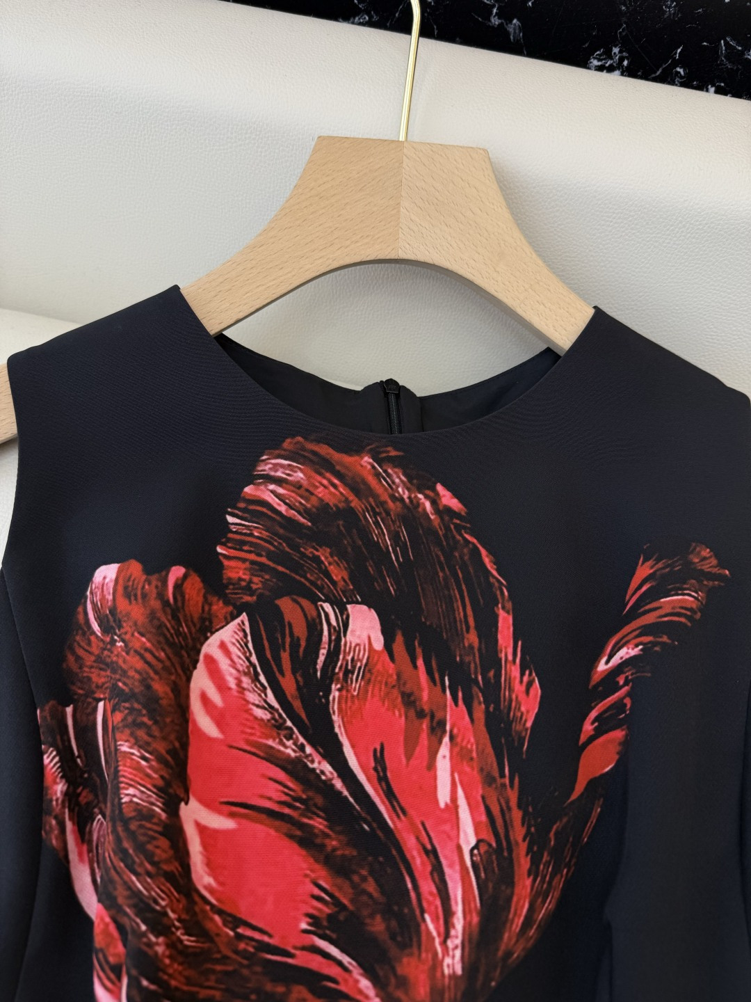 XF065#新款连衣裙💕郁金香印花 小黑裙 无袖长裙 连衣裙 黑色 SMLXL