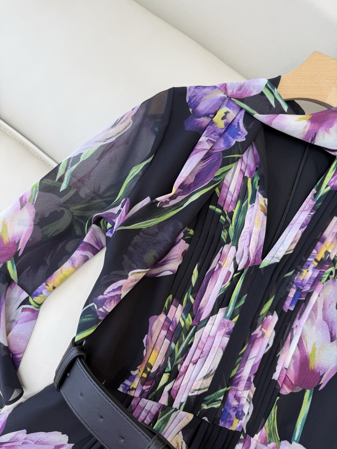 XF052#新款套装💕飘逸印花长袖V领 长裙 连衣裙 SMLXL