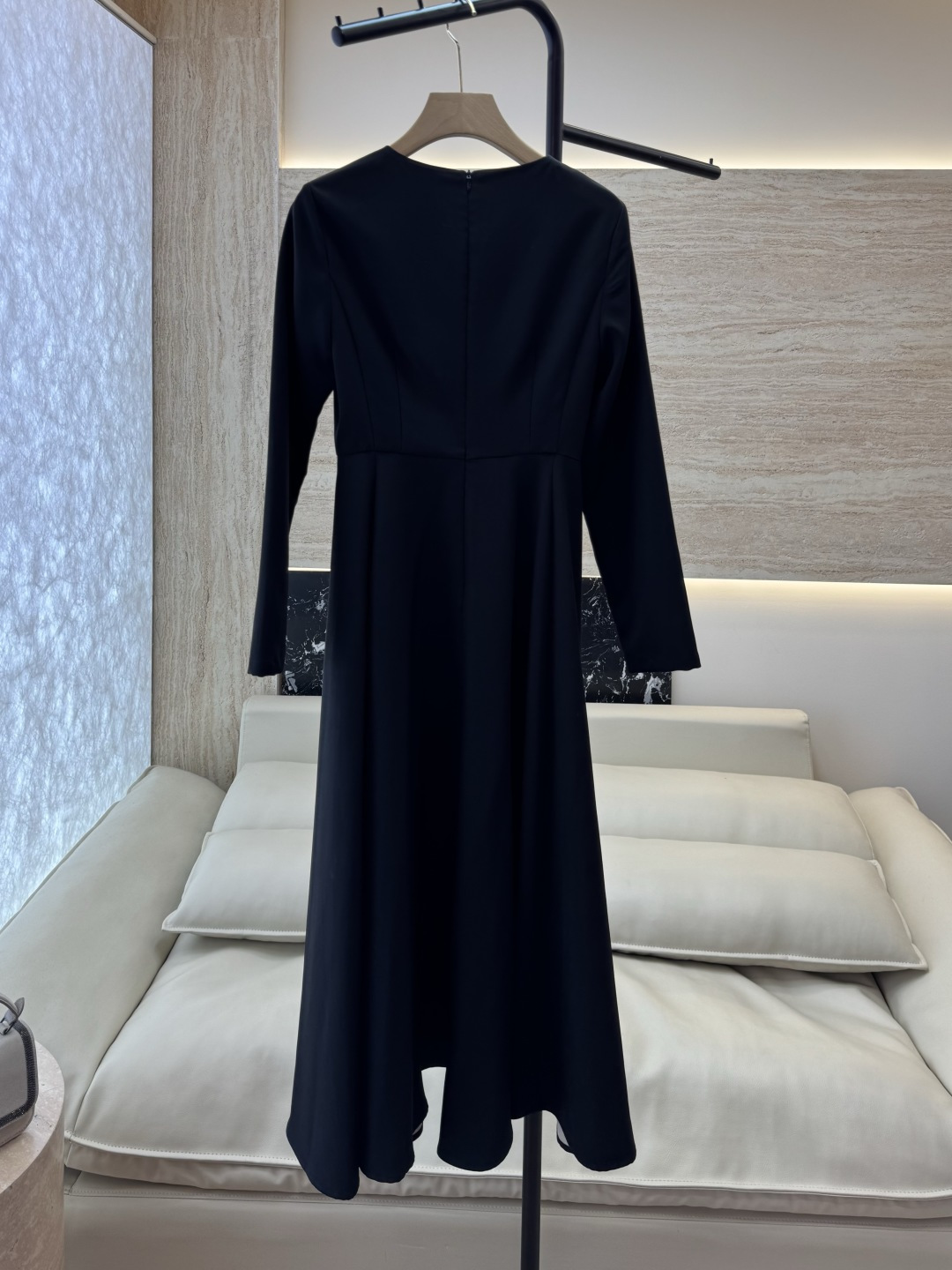 XF066#新款连衣裙💕郁金香印花 小黑裙 长袖长裙 连衣裙 黑色 SMLXL