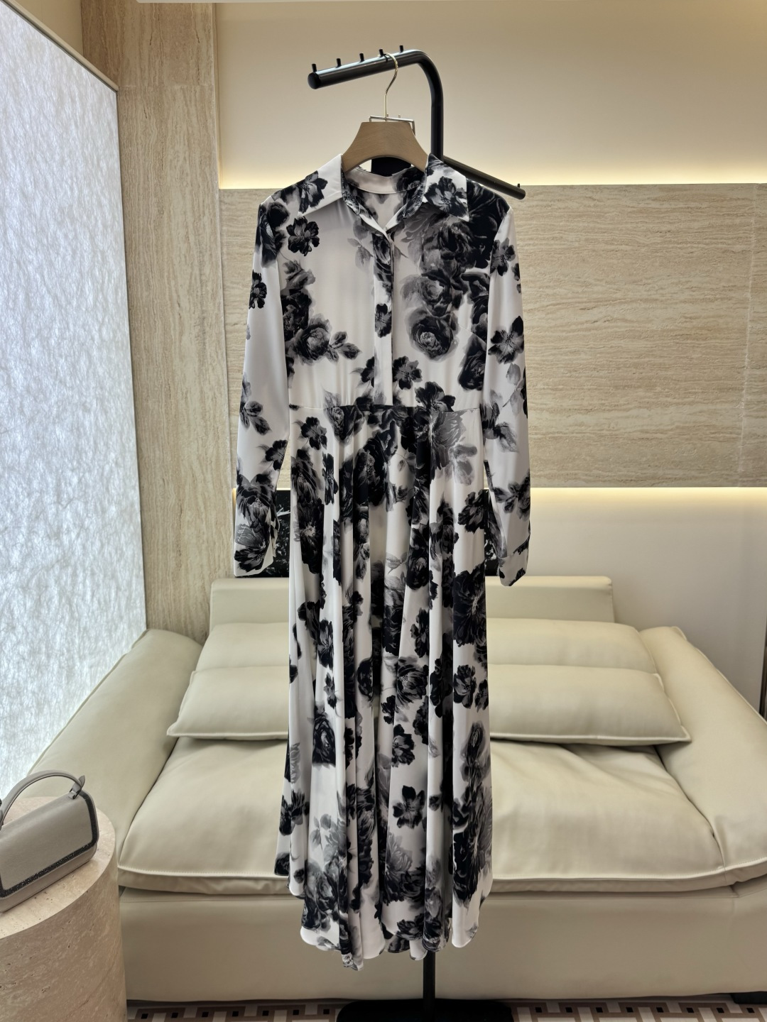 XF062#新款连衣裙💕飘逸印花水墨画 长袖 长裙 连衣裙 SMLXL