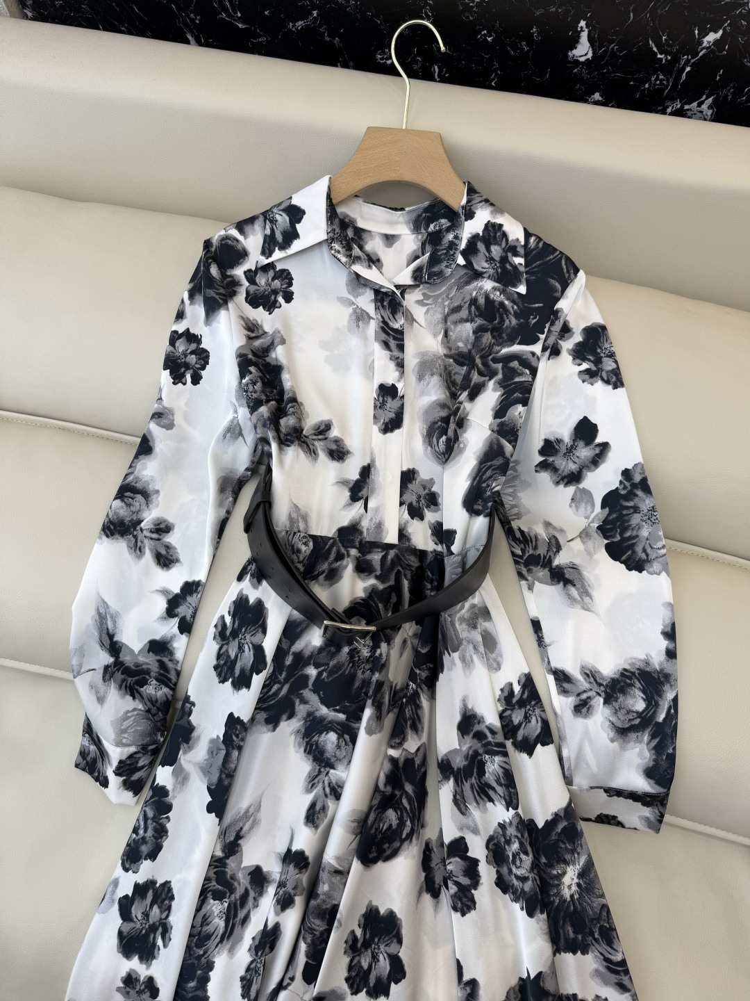 XF062#新款连衣裙💕飘逸印花水墨画 长袖 长裙 连衣裙 SMLXL