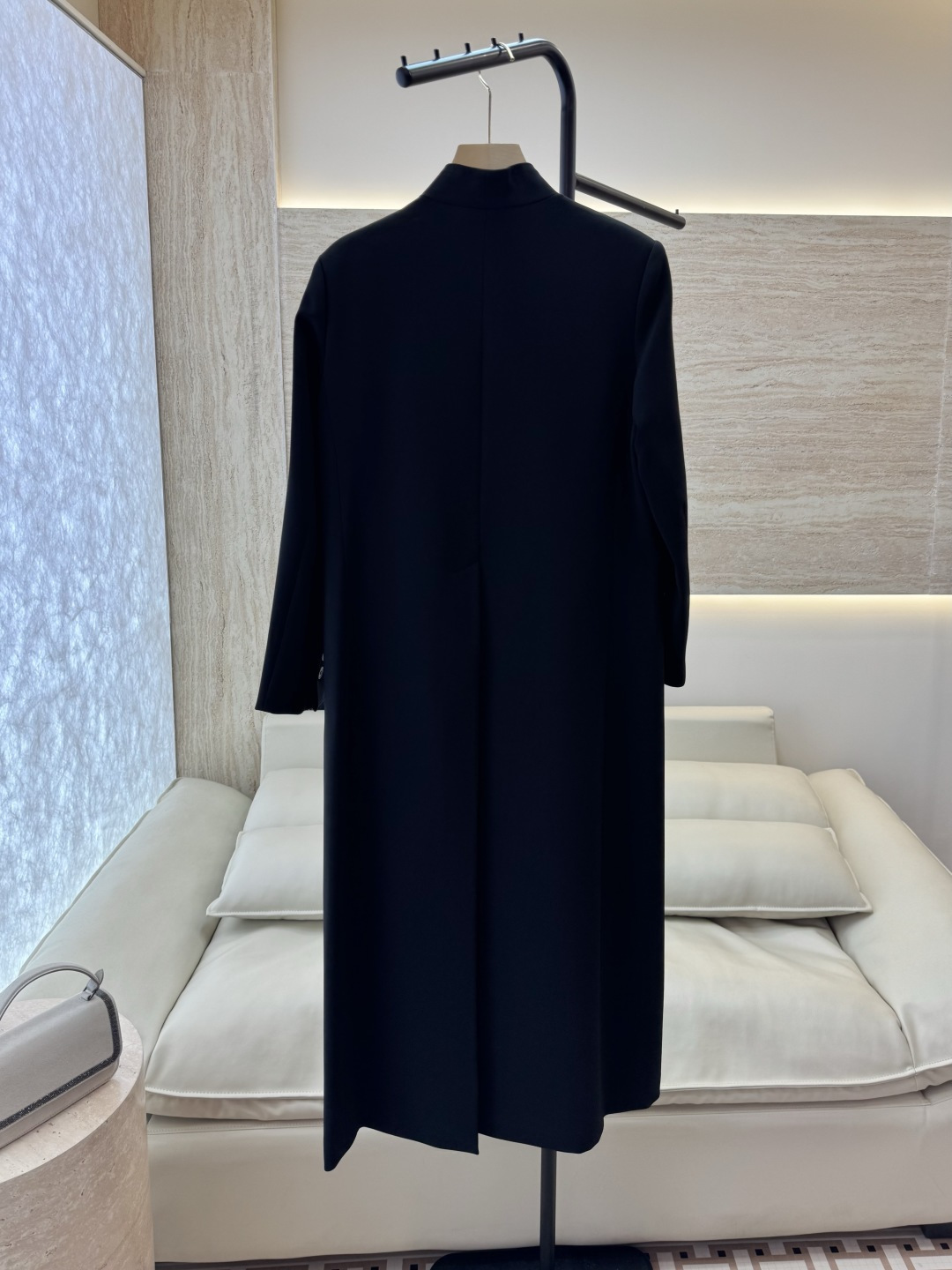 XF064#新款外套💕极简风 V领长西装外套款风衣 黑色 SMLXL