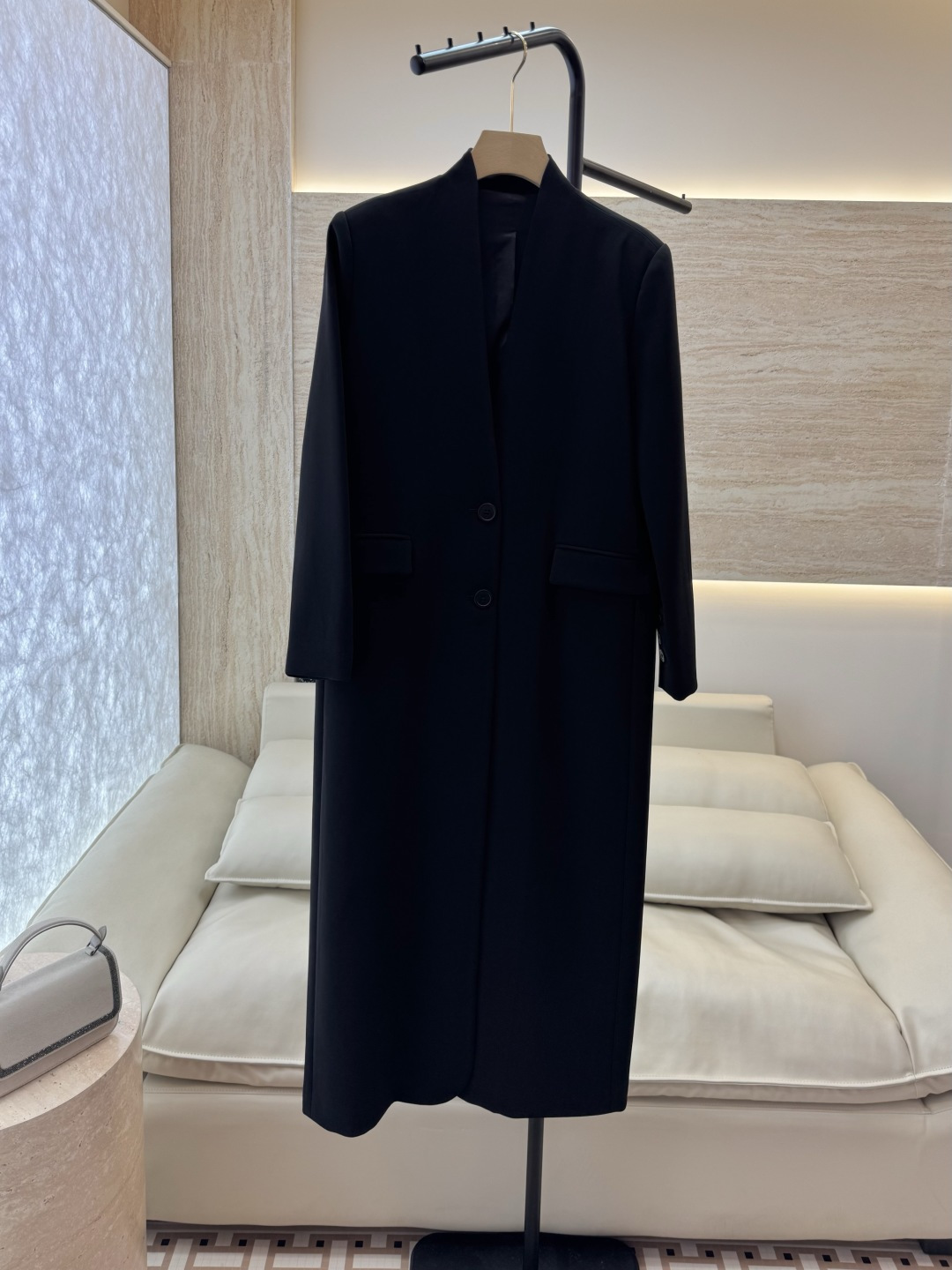 NO:667228,XF064# New Jacket P Minimalist Style V-neck Long Suit Jacket Windbreaker Black SMLXL,,jackets & coats,business suit, 19860909XF064#新款外套P 极简风 V领长西装外套款风衣 黑色 SMLXL,,jackets & coats,business suit, ,Women's clothing