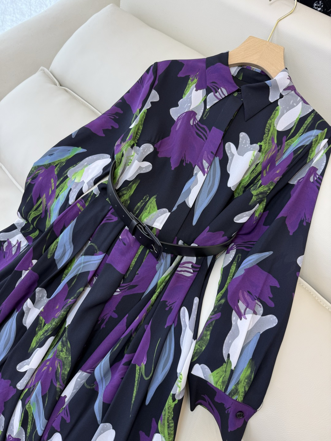 XF051#新款套装💕飘逸印花长袖衬衫款长裙 连衣裙 SMLXL