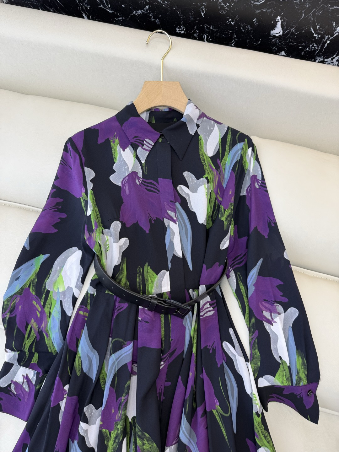 XF051#新款套装💕飘逸印花长袖衬衫款长裙 连衣裙 SMLXL