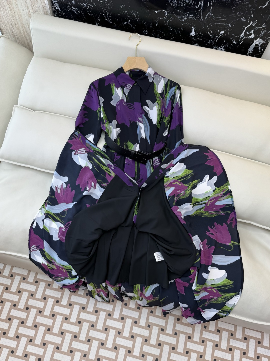 XF051#新款套装💕飘逸印花长袖衬衫款长裙 连衣裙 SMLXL