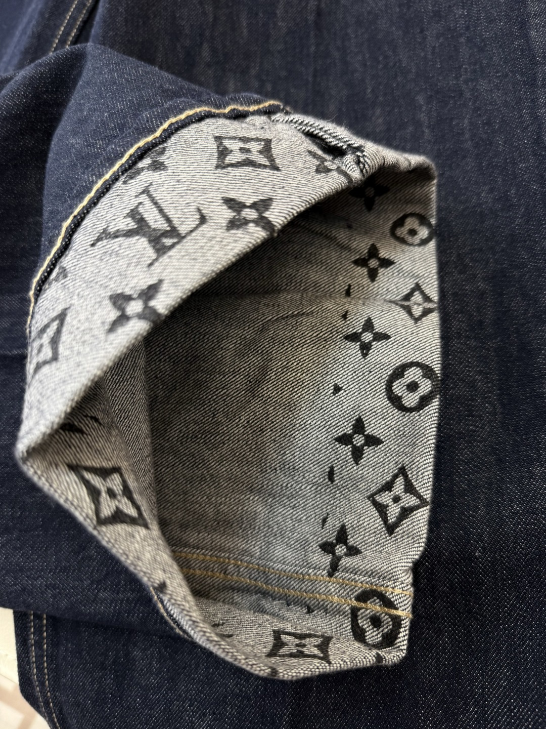 MA010#新款牛仔裤💕LV 老花logo印花 水洗牛仔棉牛仔裤 蓝色 25-30