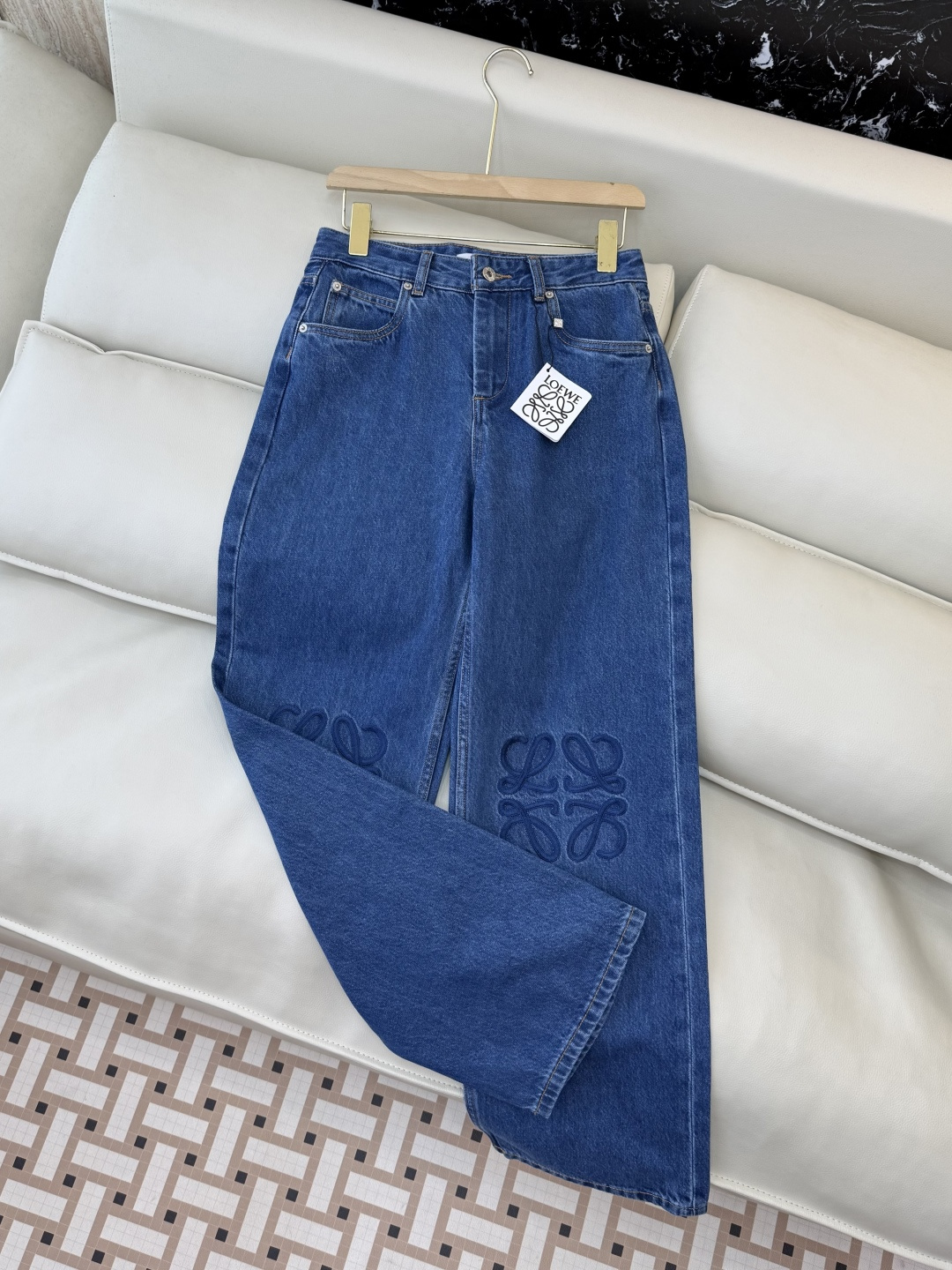MA006#新款牛仔裤💕Loewe 绣花 水洗牛仔棉牛仔裤 蓝色 25-30