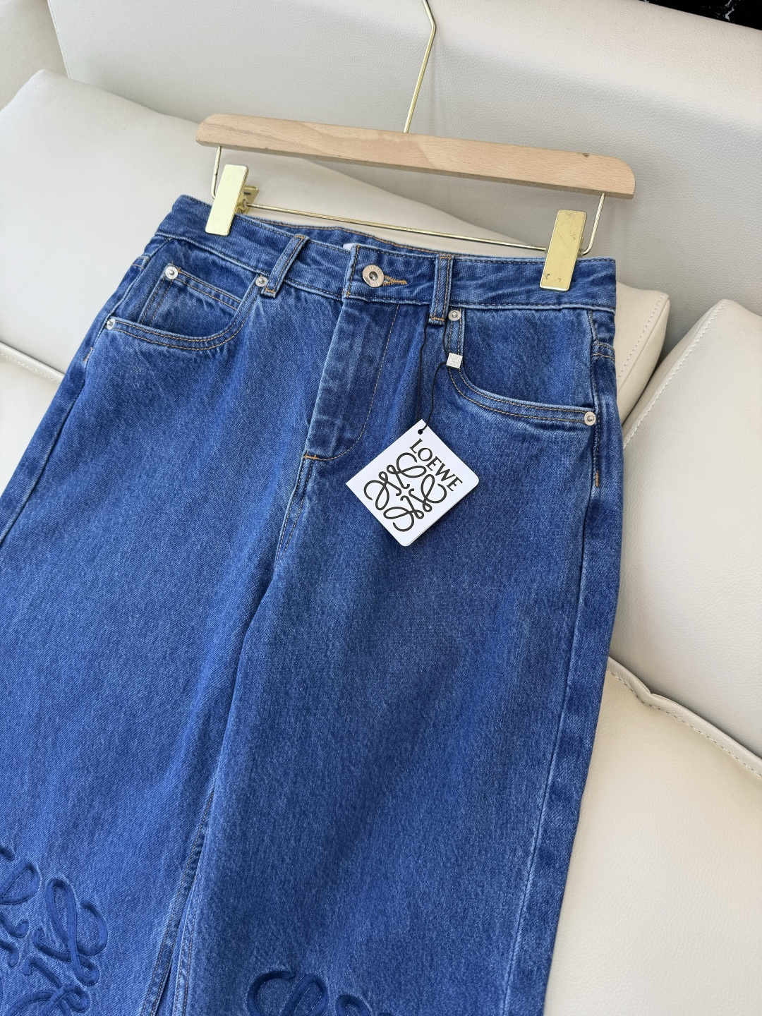 MA006#新款牛仔裤💕Loewe 绣花 水洗牛仔棉牛仔裤 蓝色 25-30