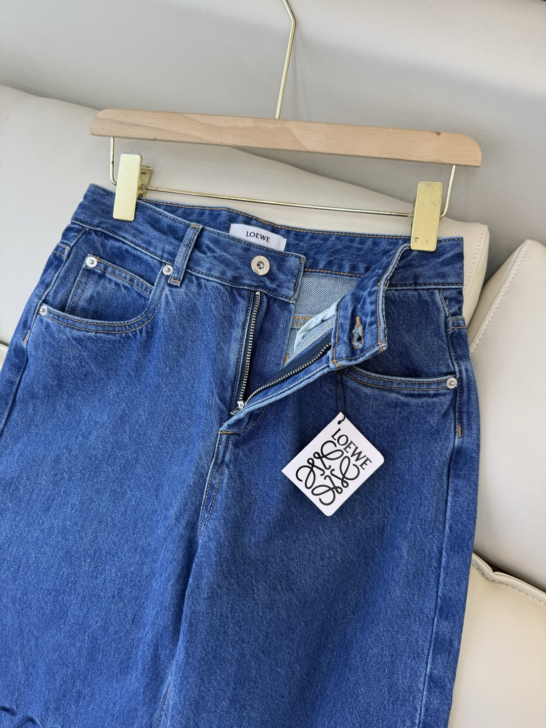 MA006#新款牛仔裤💕Loewe 绣花 水洗牛仔棉牛仔裤 蓝色 25-30