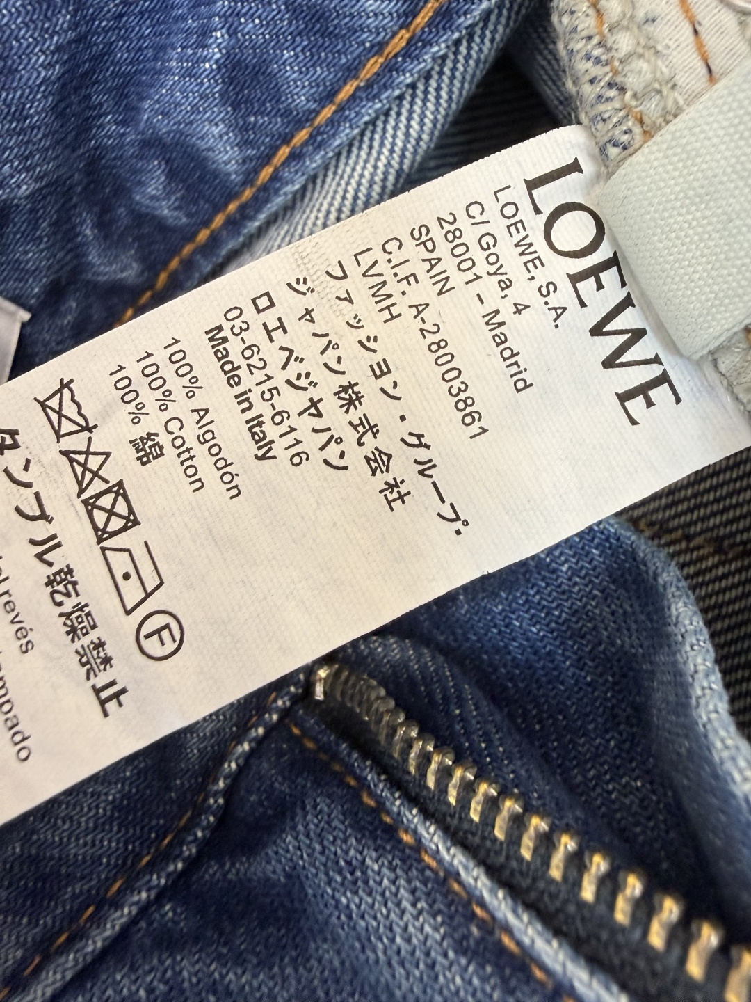 MA006#新款牛仔裤💕Loewe 绣花 水洗牛仔棉牛仔裤 蓝色 25-30