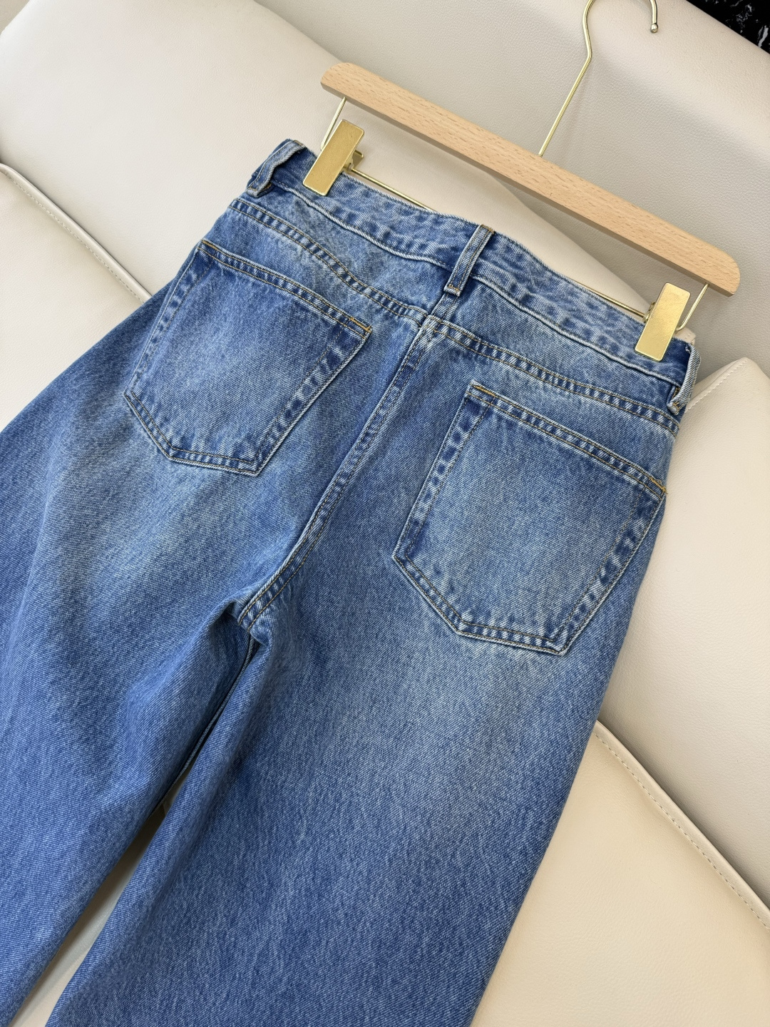 MA011#新款牛仔裤💕LV 老花logo皮标 水洗牛仔棉牛仔裤 蓝色 25-30