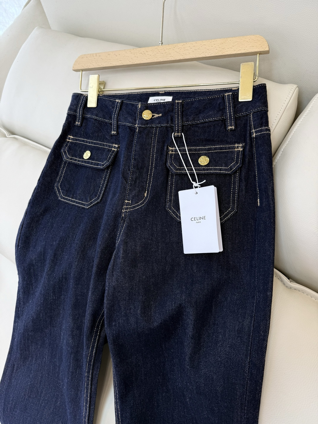 MA012#新款牛仔裤💕Celine 双口袋 水洗牛仔棉牛仔裤 蓝色 25-30