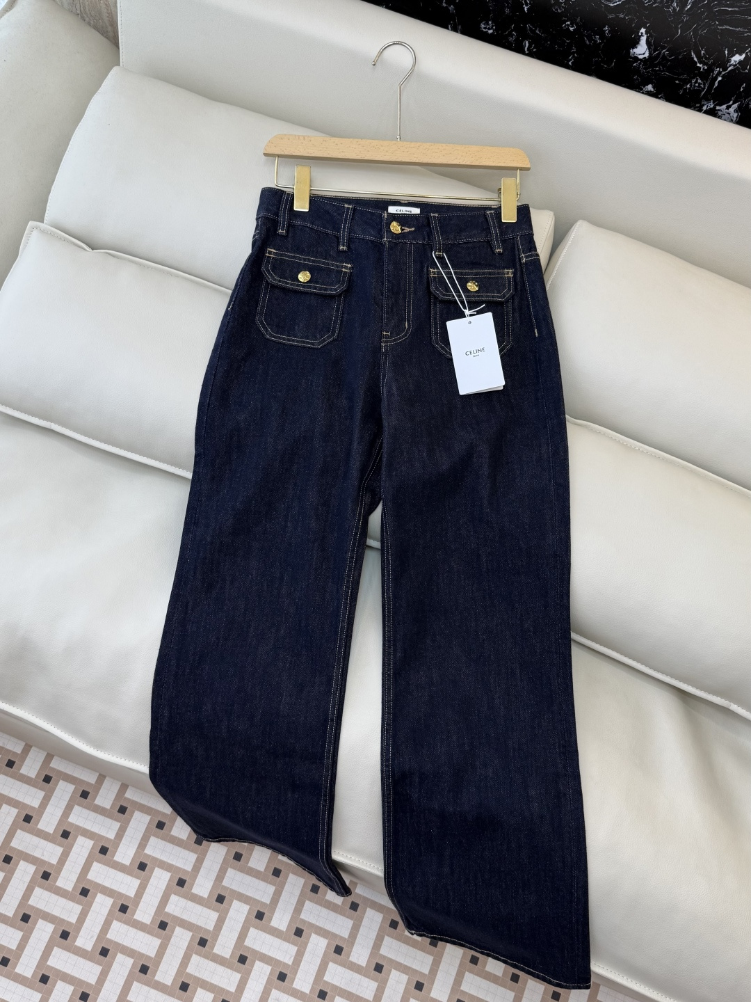 MA012#新款牛仔裤💕Celine 双口袋 水洗牛仔棉牛仔裤 蓝色 25-30
