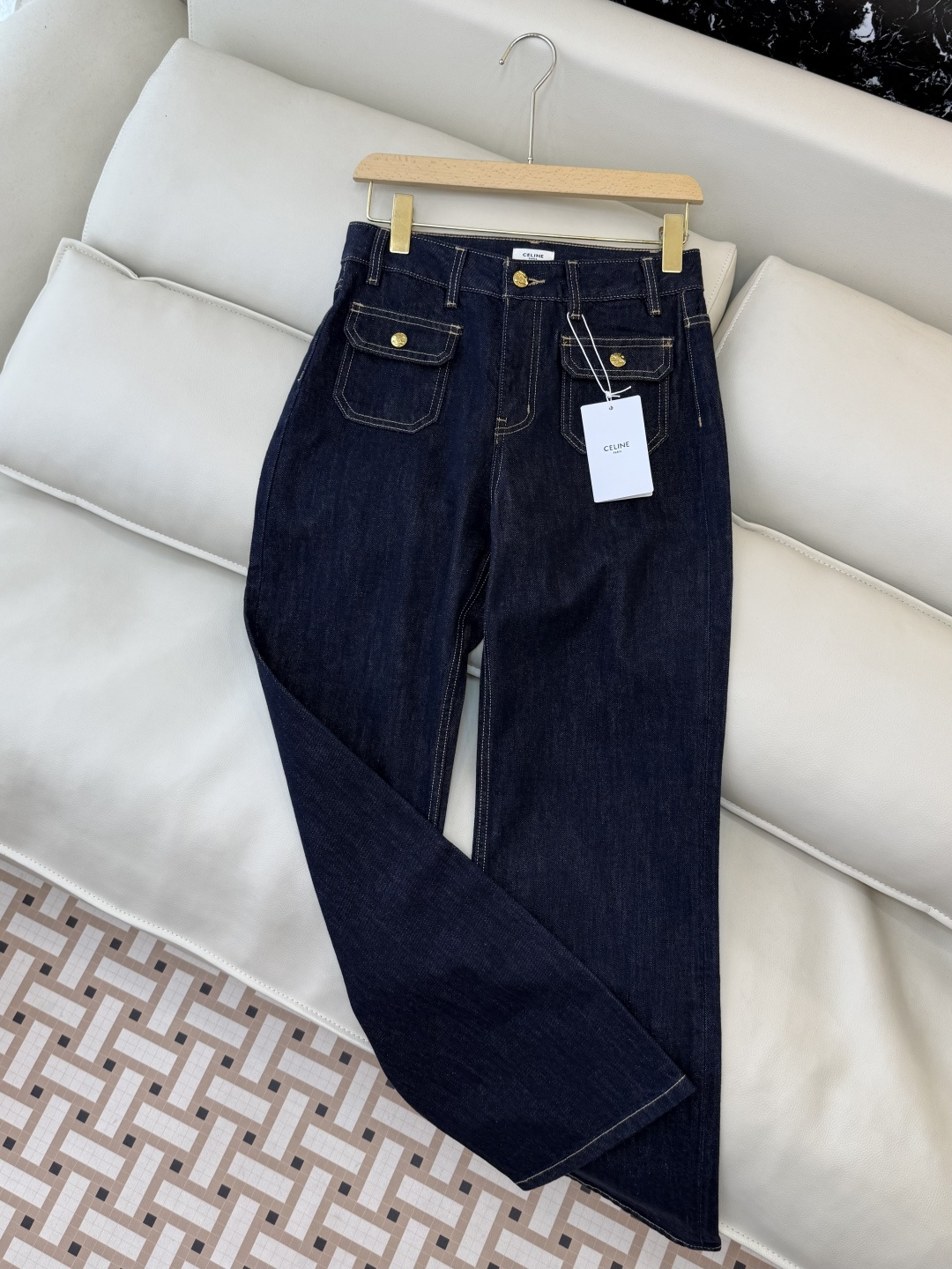 MA012#新款牛仔裤💕Celine 双口袋 水洗牛仔棉牛仔裤 蓝色 25-30