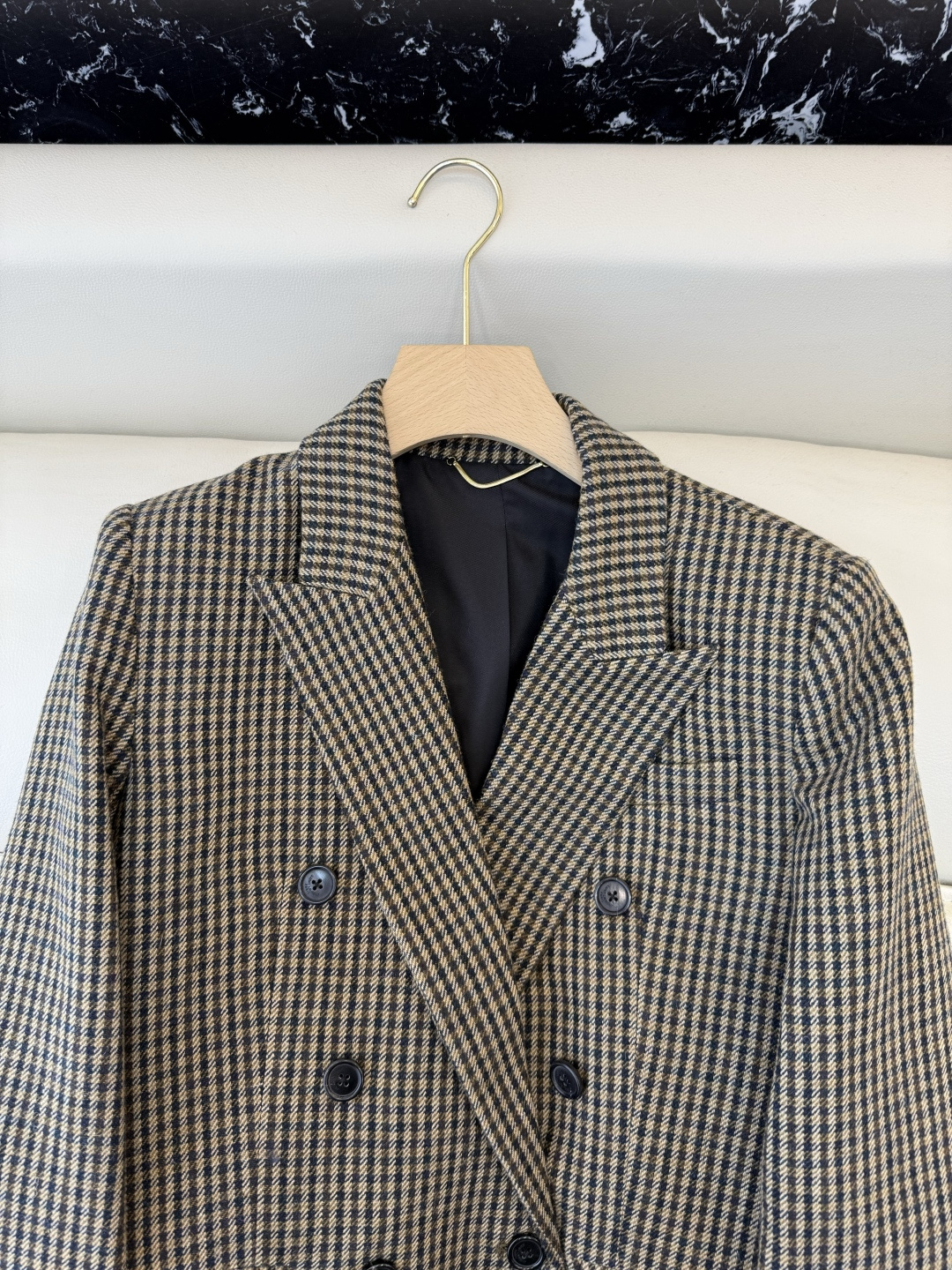 XZ0146#新款外套💕YSL 超级大爆款 西装料长袖外套 灰格纹 SMLXL