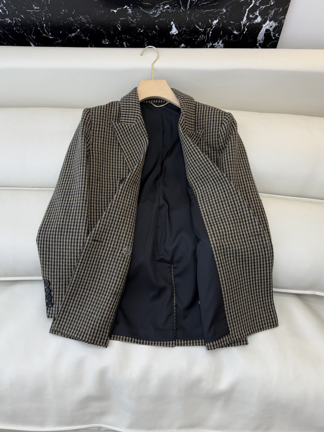 XZ0146#新款外套💕YSL 超级大爆款 西装料长袖外套 灰格纹 SMLXL