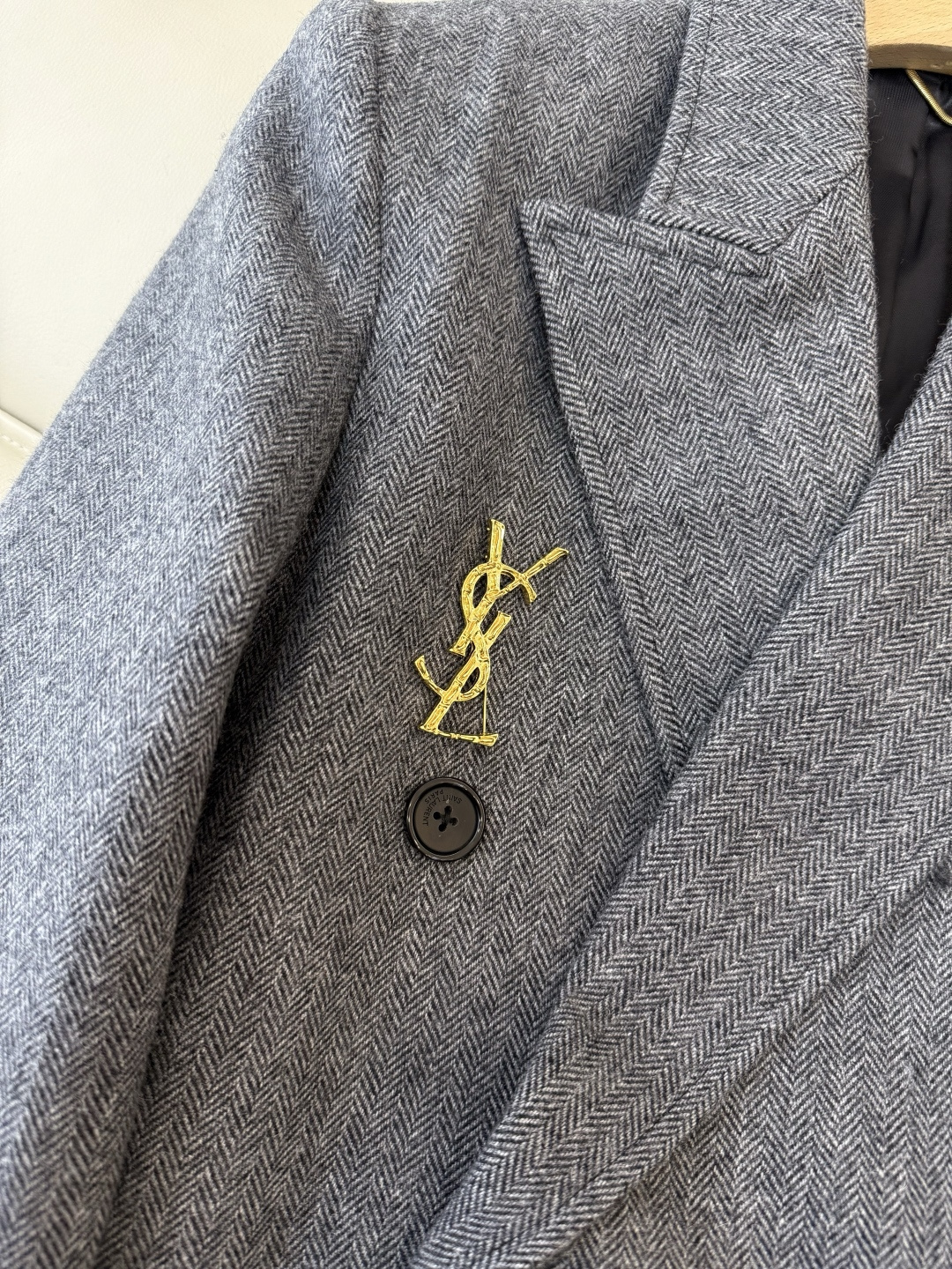 XZ0148#新款外套💕YSL 超级大爆款 50%羊毛 西装料长袖外套 灰色 SMLXL